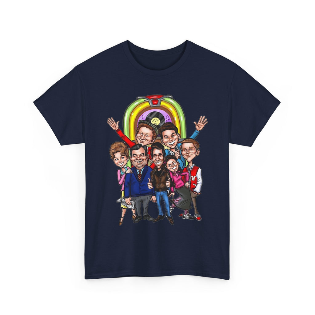 Happy Days Cast Caricature Tee — Retro 70s Sitcom Graphic T-Shirt
