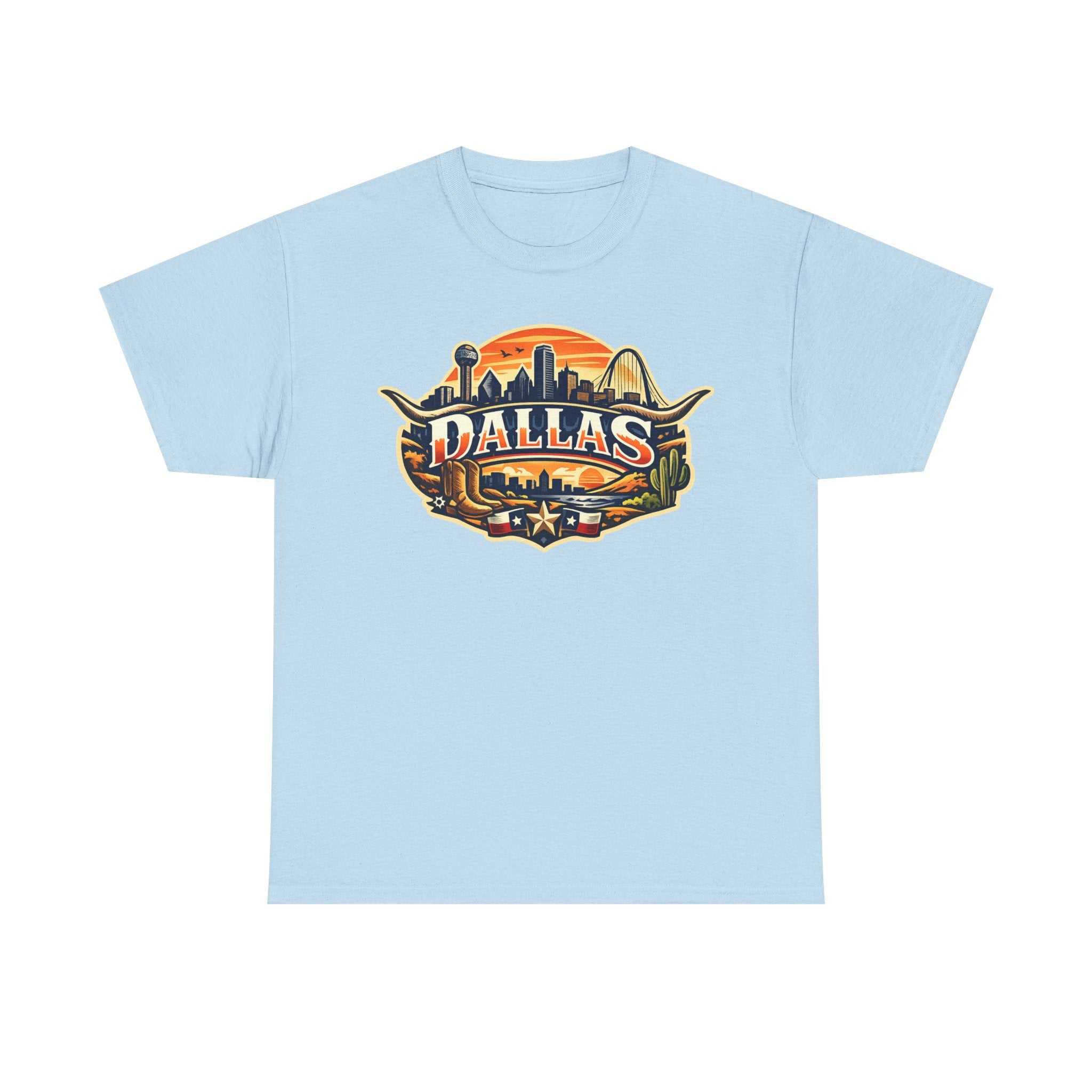 Dallas Skyline Retro Tee — Vintage Cityscape T‑Shirt with 'Dallas' Graphic
