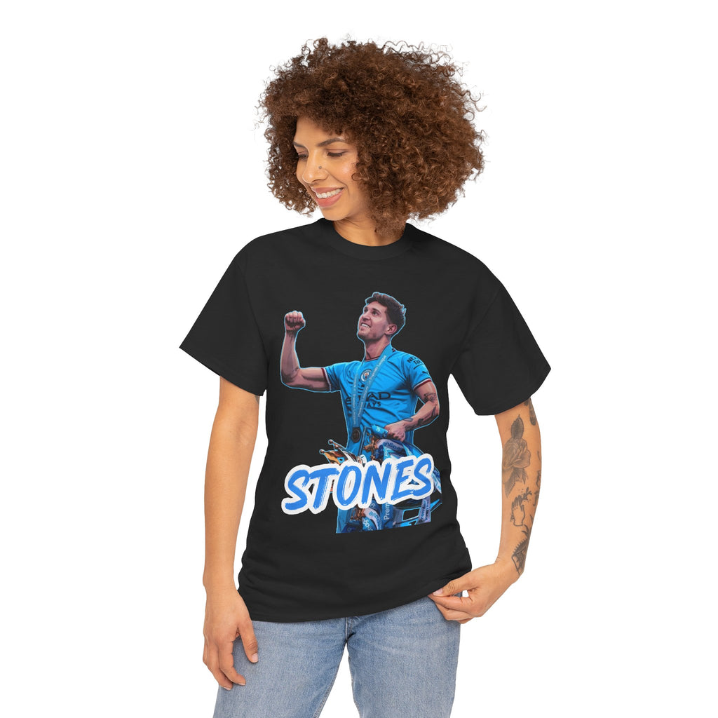 John Stones Manchester City Soccer Fan Tee — Blue Player Graphic T-Shirt