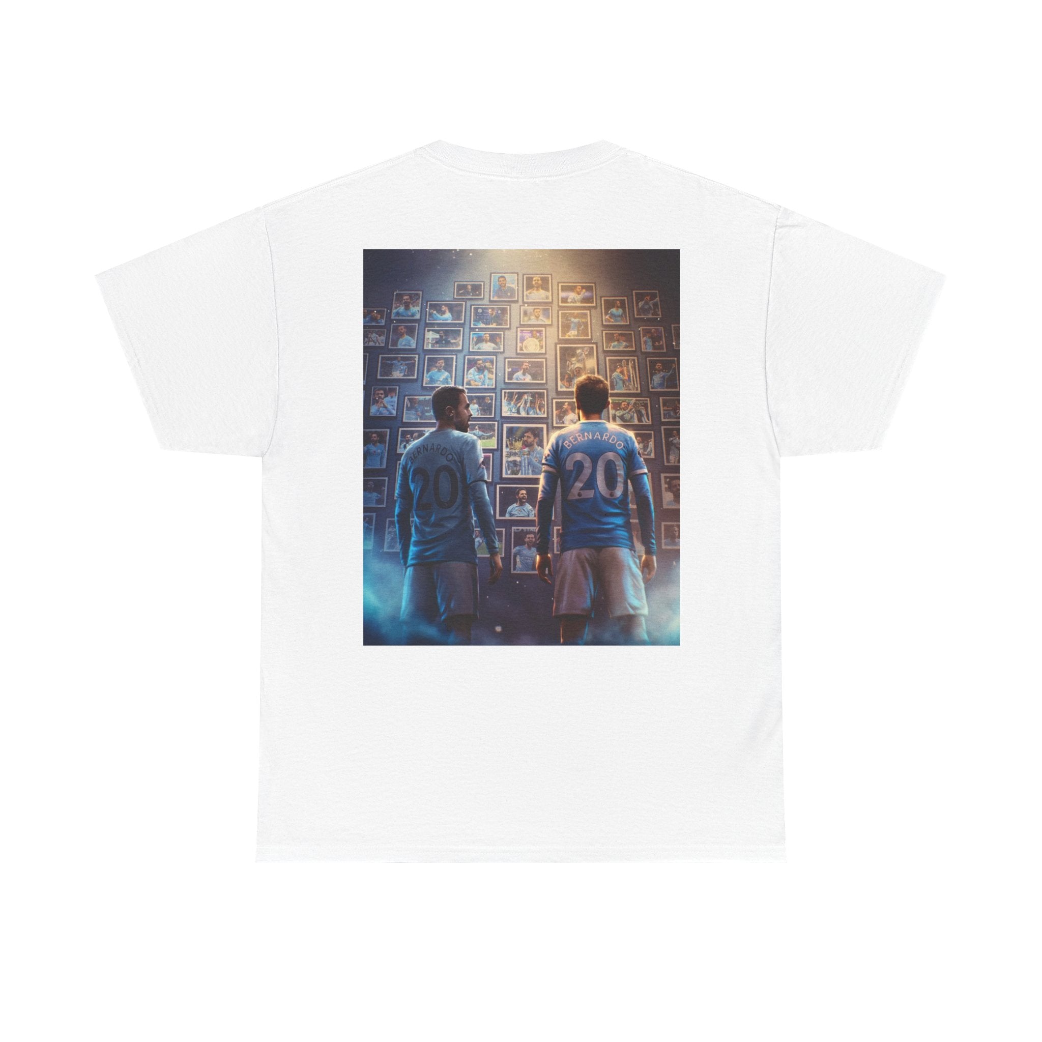 Bernardo Silva Manchester City Legend Graphic Tee — Player Cartoon Front & Tribute Poster Back