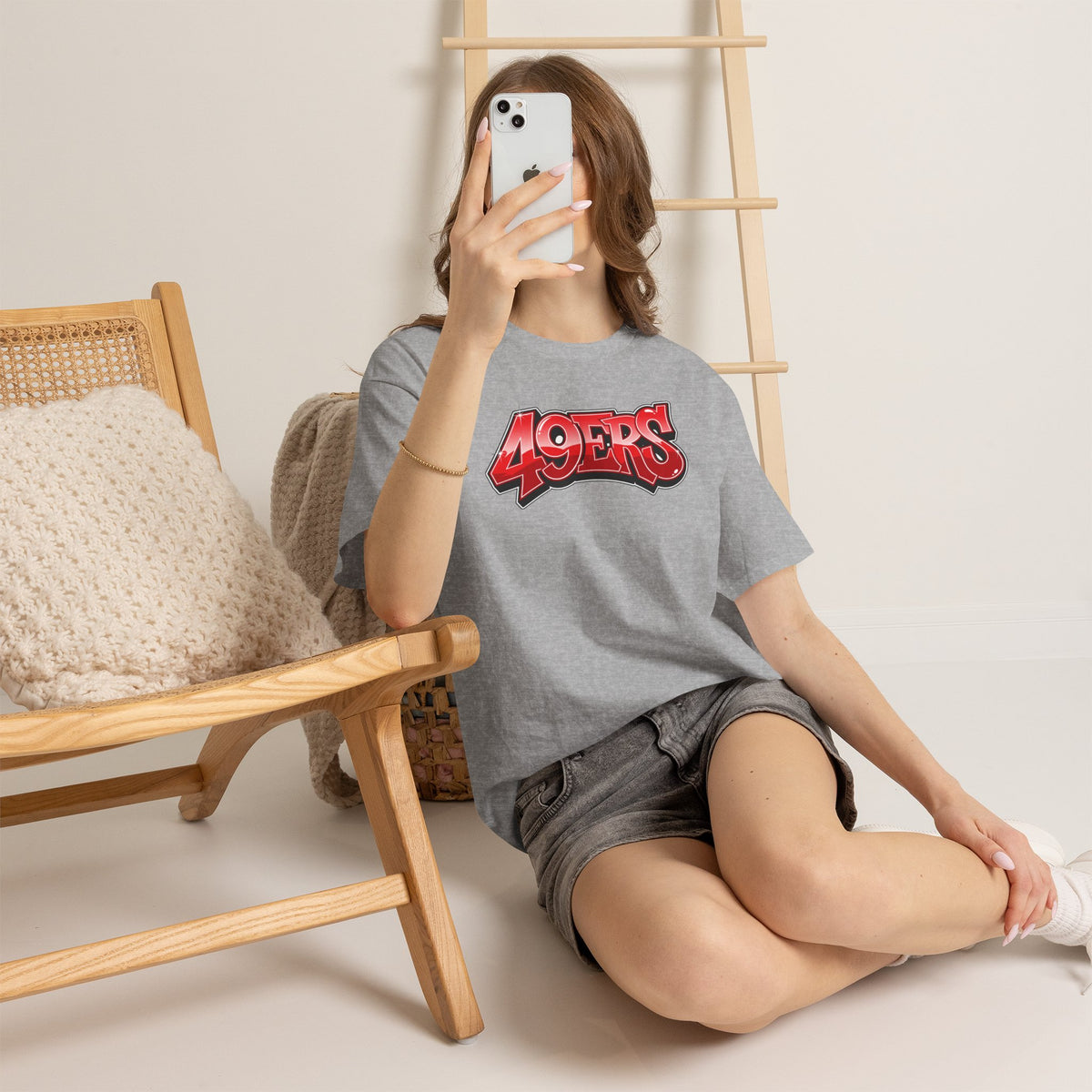 T-Shirt — '49ERS' Red Graffiti Sports Logo Tee