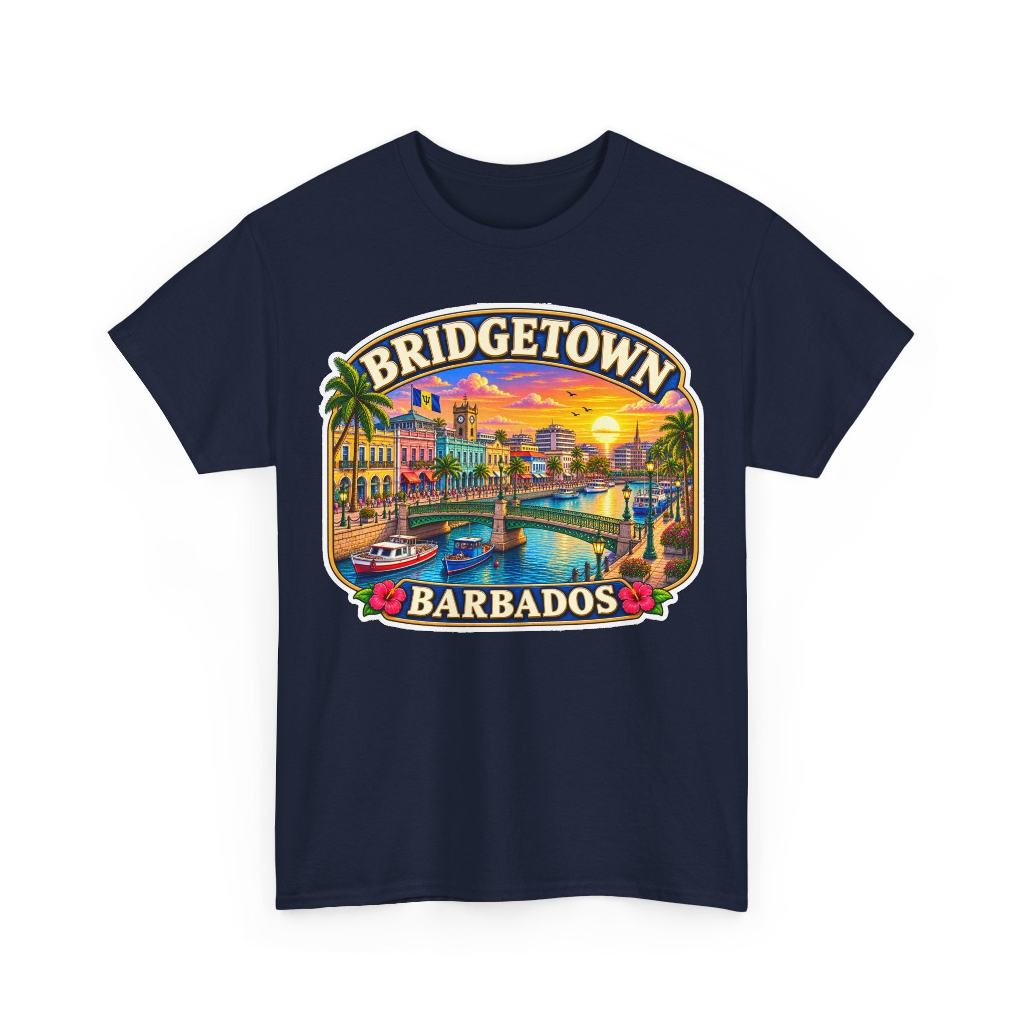 Bridgetown Barbados Vintage Sunset Tee — Caribbean Travel Souvenir T-Shirt
