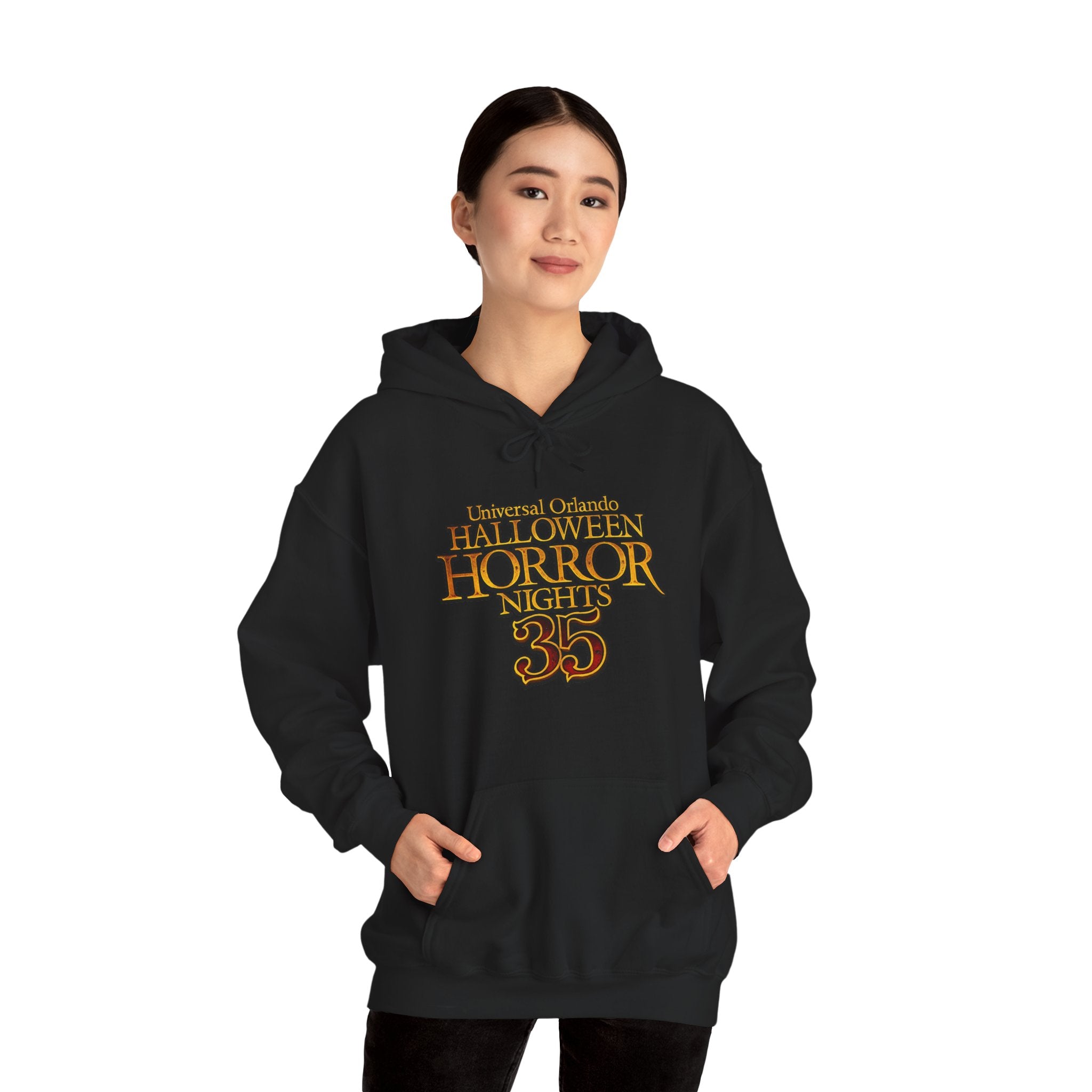 Hoodie — 'Halloween Horror Nights 35' Retro Theme Park Logo Pullover