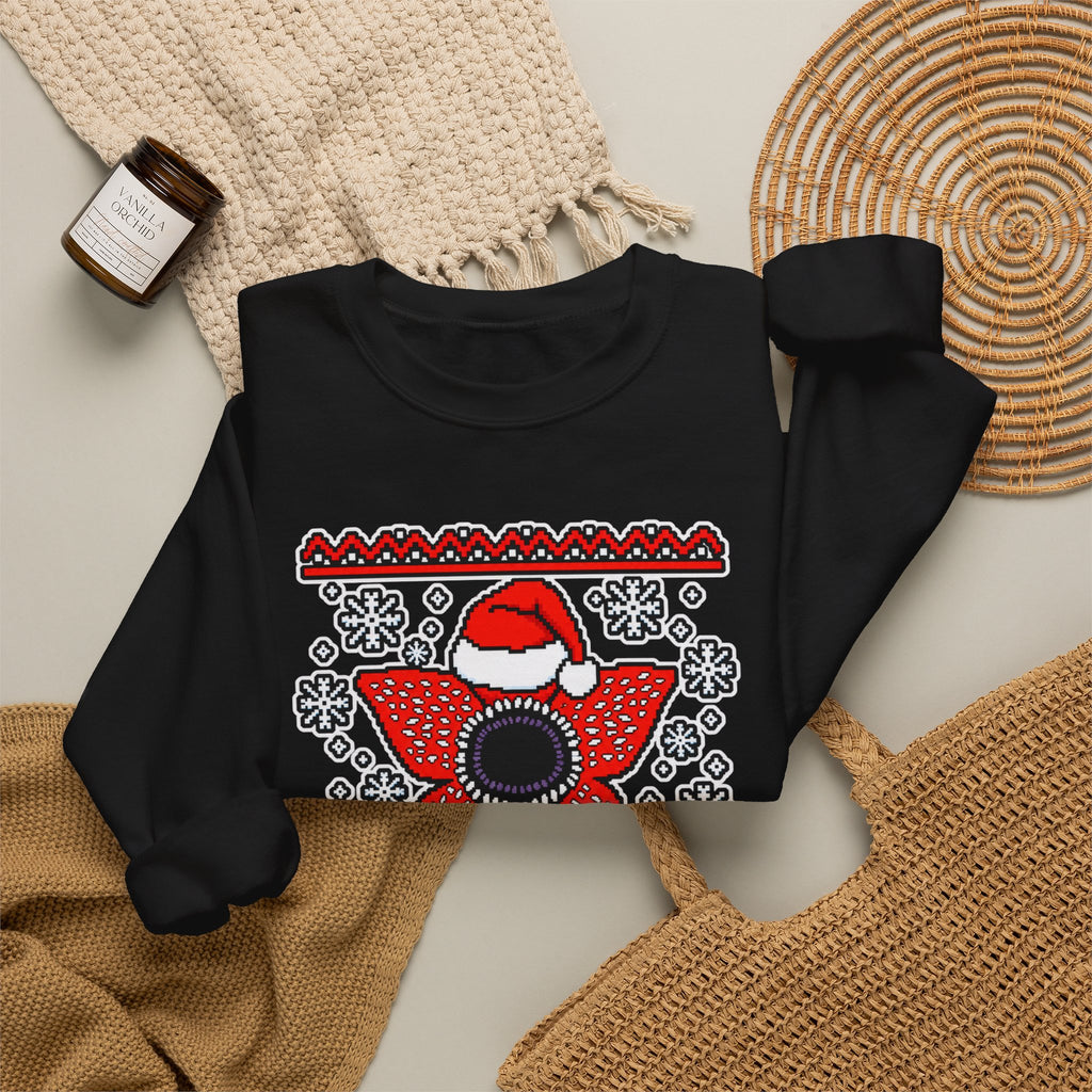 Stranger Christmas Crewneck Sweatshirt – Retro Demogorgon Holiday Sweater