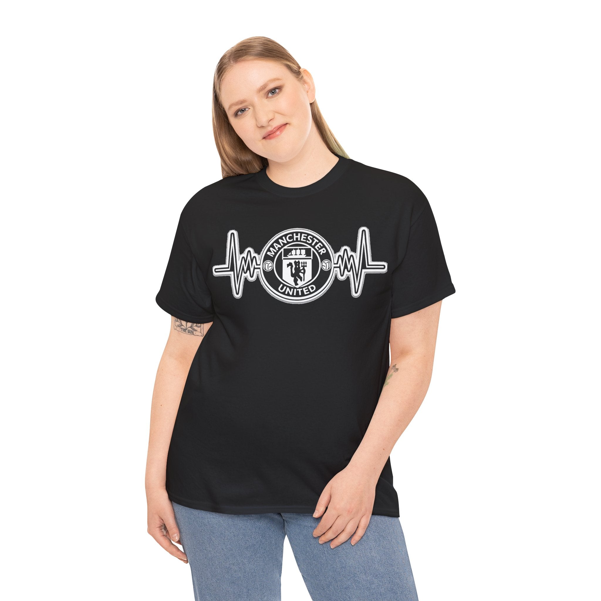 Manchester United Inspired Heartbeat T‑Shirt — Football Fan Pulse Tee