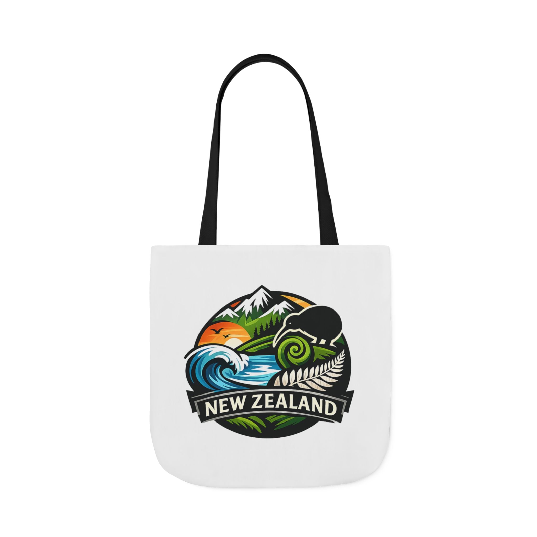 New Zealand Scenic Tote Bag — Kiwi, Mountains & Waves Canvas Tote