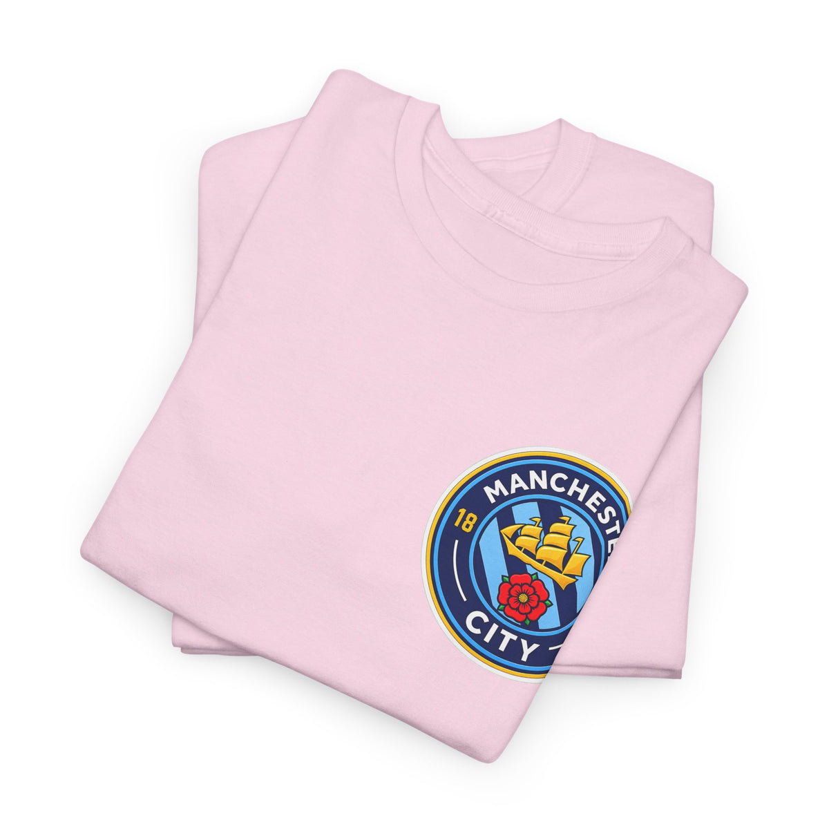 Manchester City Inspired Crest T‑Shirt – Circular Badge Chest Logo Tee