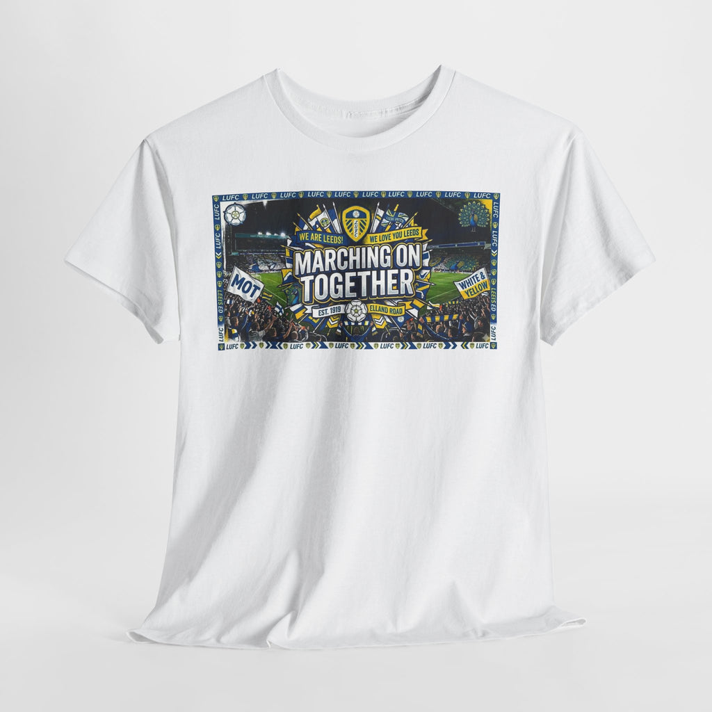 Leeds United T-Shirt — "Marching On Together" Fan Tee (Soccer Supporter Graphic)
