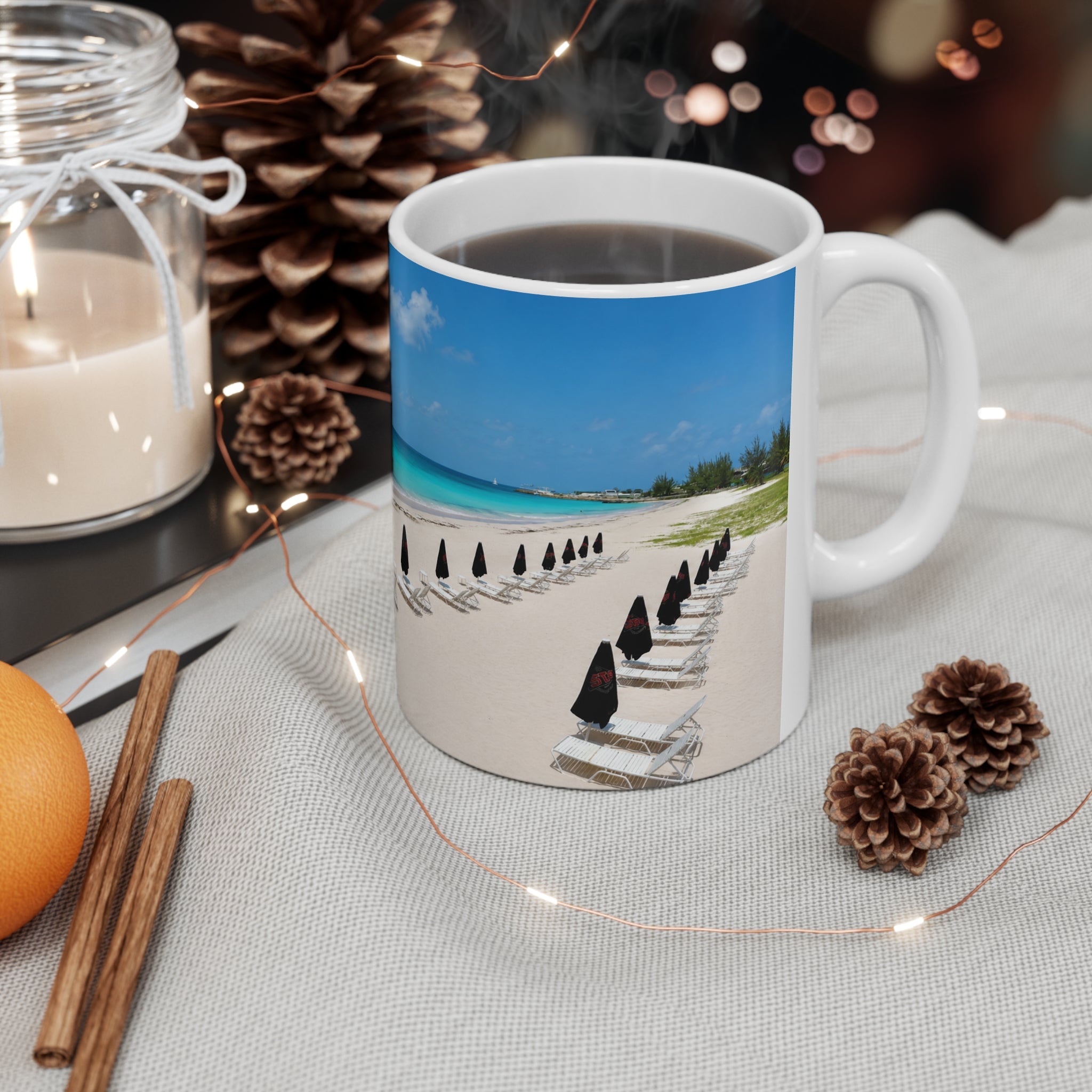 Barbados Beachfront Coffee Mug – Tropical Ocean Scene Ceramic Mug (11oz, 15oz)