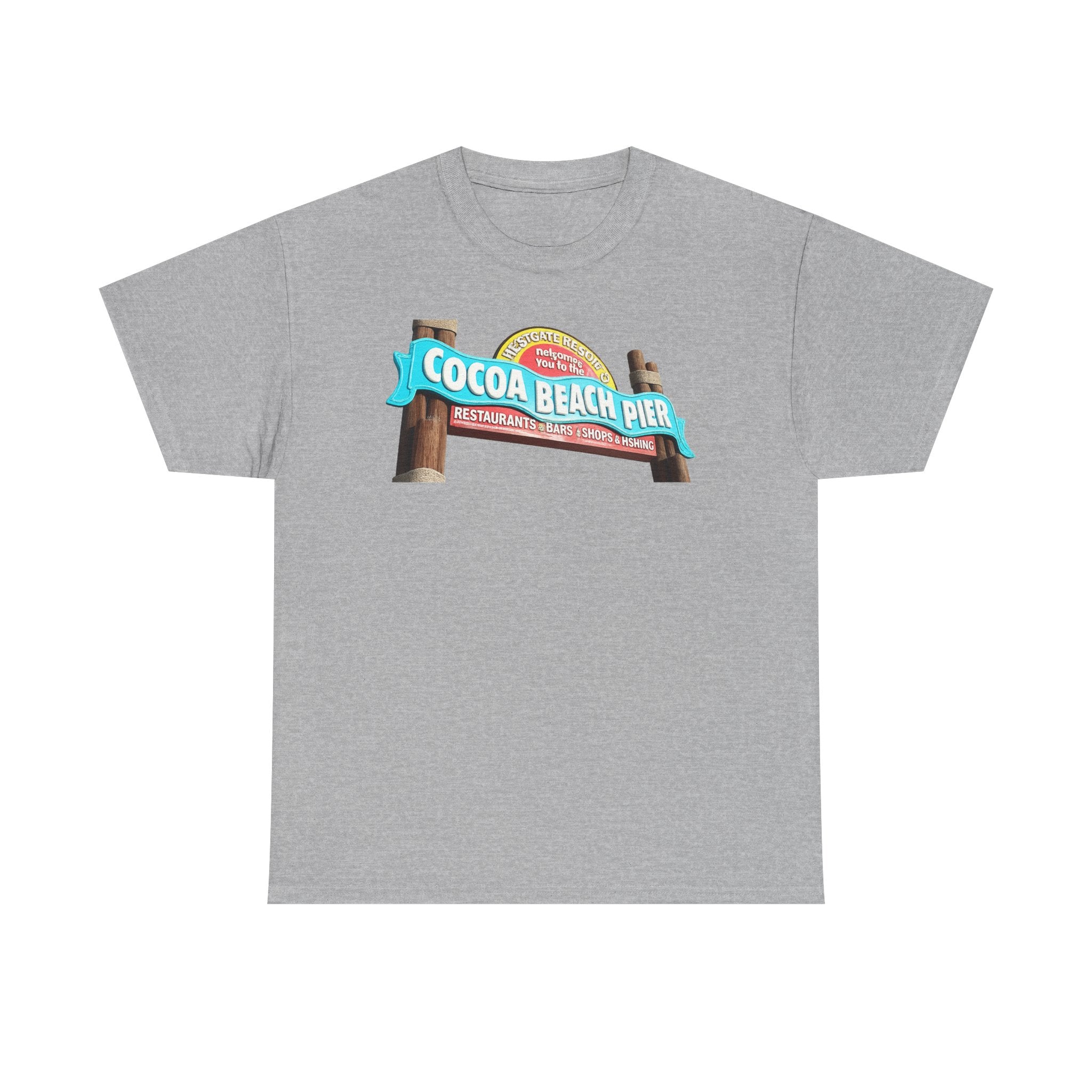 Cocoa Beach Pier T‑Shirt — Retro Beach Sign Vacation Tee