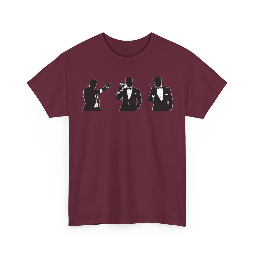 Bond in Suits Silhouette Tee — Classic James Bond Tuxedo Graphic Shirt