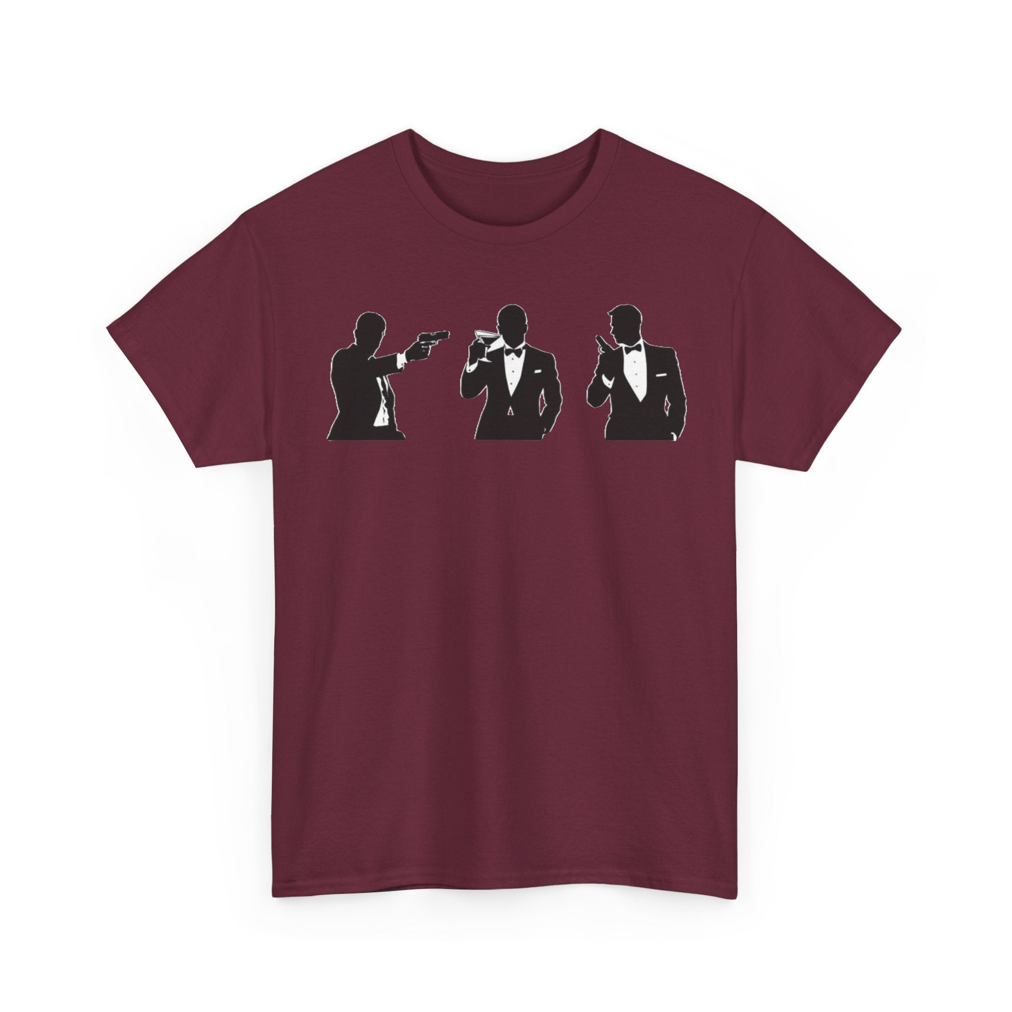 Bond in Suits Silhouette Tee — Classic James Bond Tuxedo Graphic Shirt