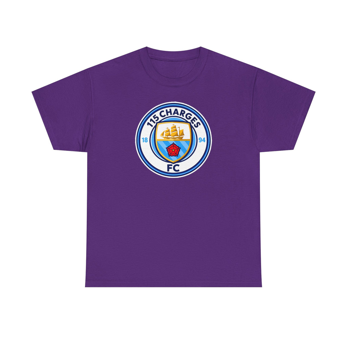 115 Charges FC Crest Cotton Tee — Vintage Blue Club Logo T-Shirt