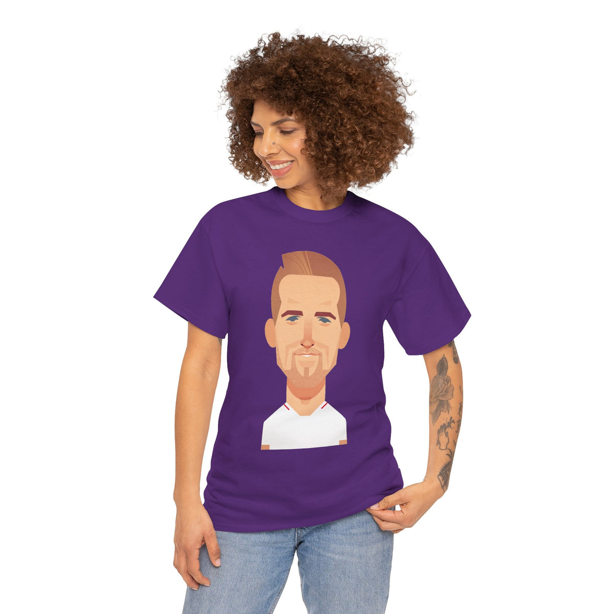 Harry Kane England Caricature Portrait Tee — Minimal Male Face Graphic Cotton T-Shirt