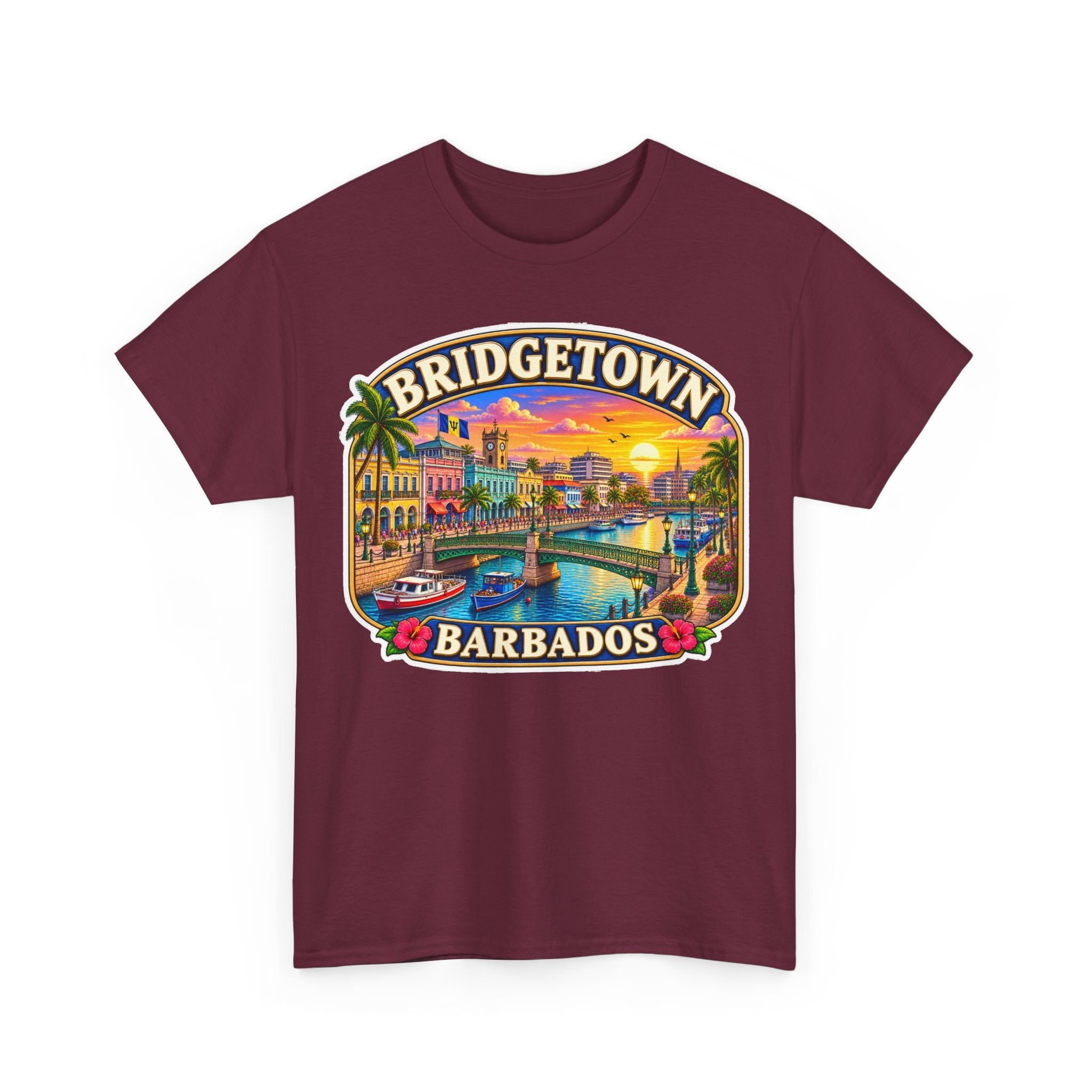 Bridgetown Barbados Vintage Sunset Tee — Caribbean Travel Souvenir T-Shirt