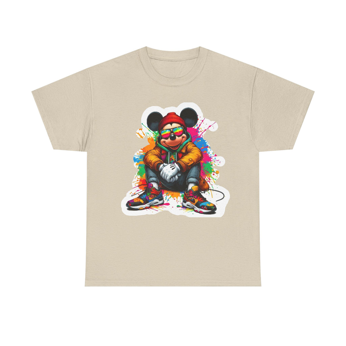 Streetwear Mouse Graphic Tee — Colorful Urban Hip-Hop Cartoon Shirt