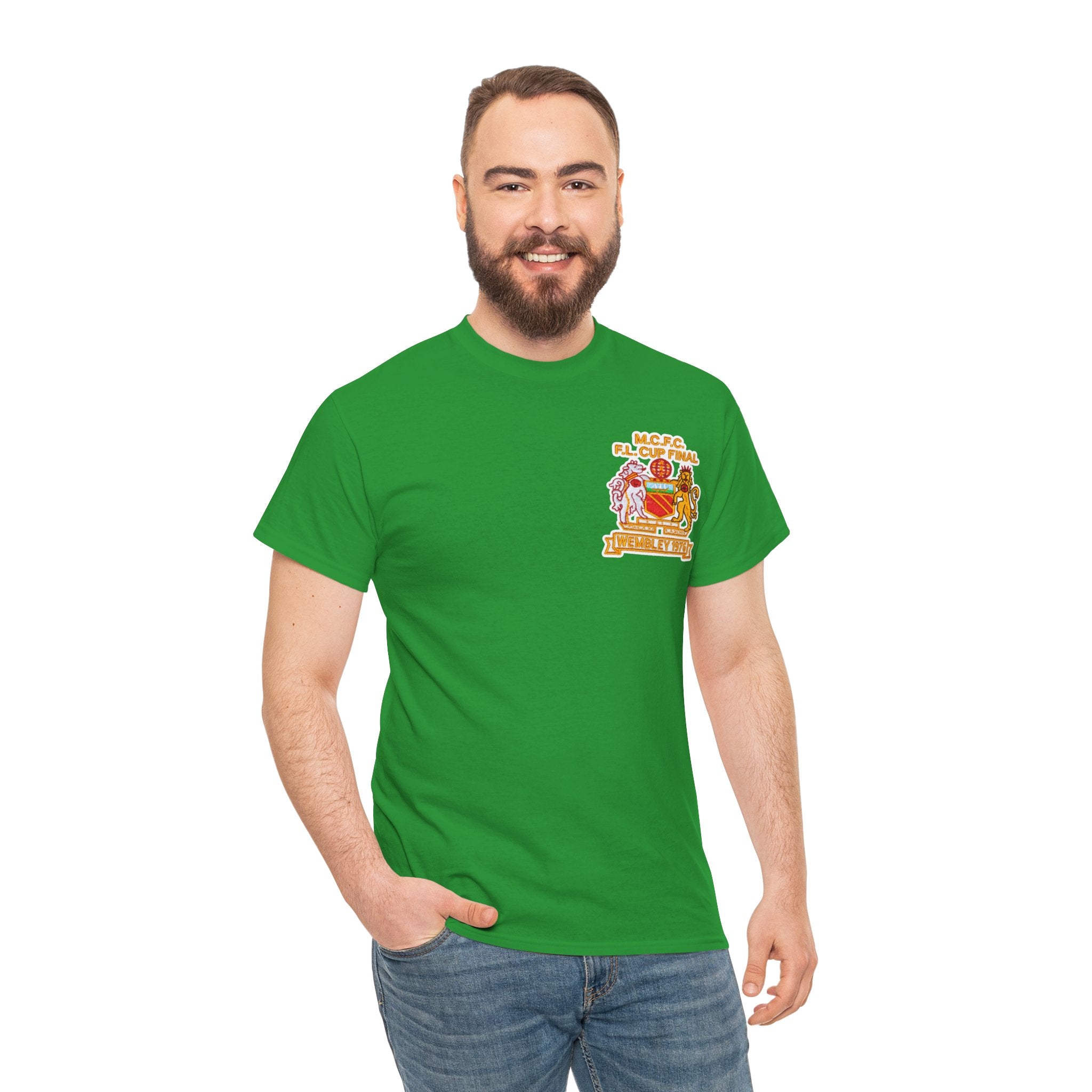 Manchester City 1976 League Cup Final Crest Cotton T‑Shirt — Vintage Football Fan Tee