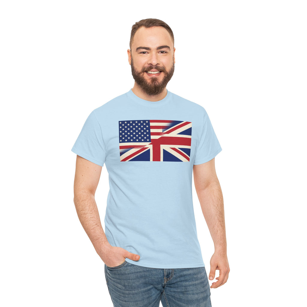 USA-UK Flag Graphic Tee — American British Union Jack Mashup T-Shirt