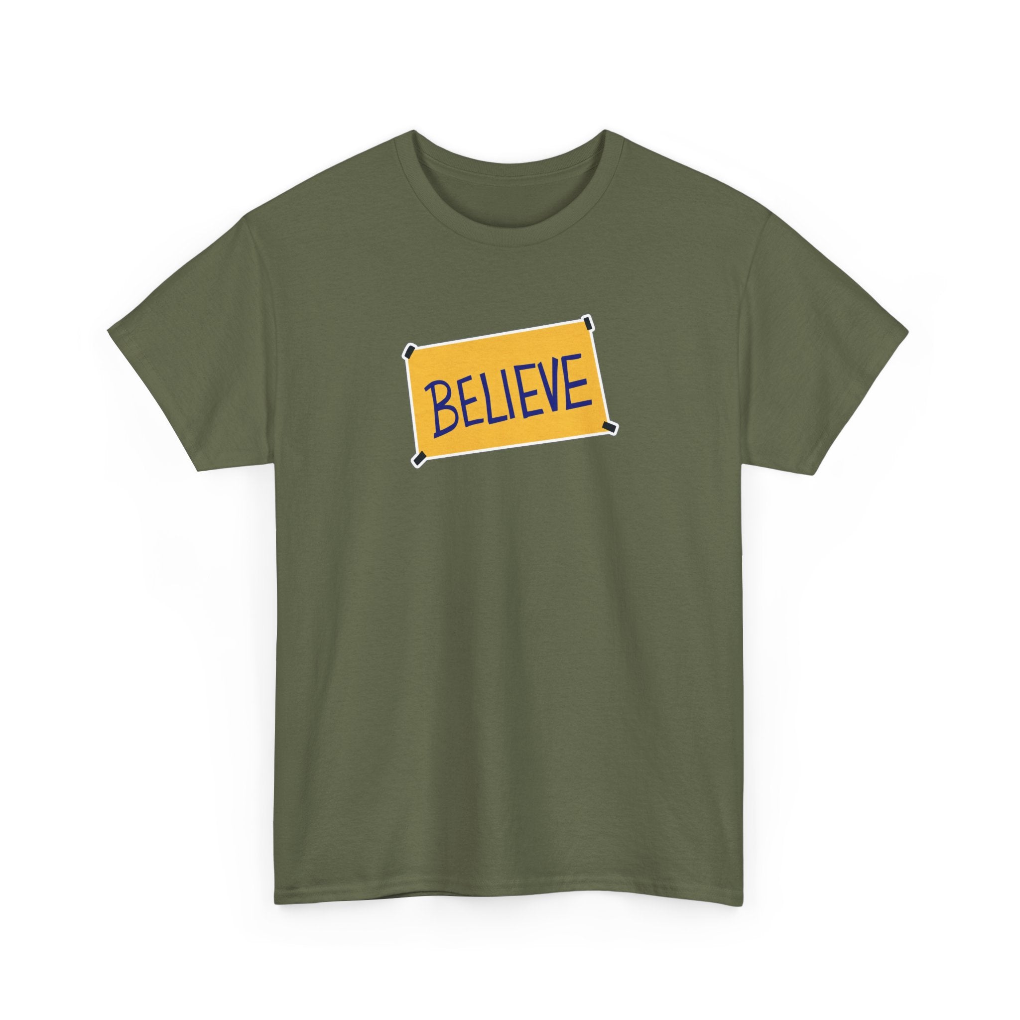 Ted Lasso Inspired Believe Graphic Tee — Inspirational Yellow Patch T-Shirt