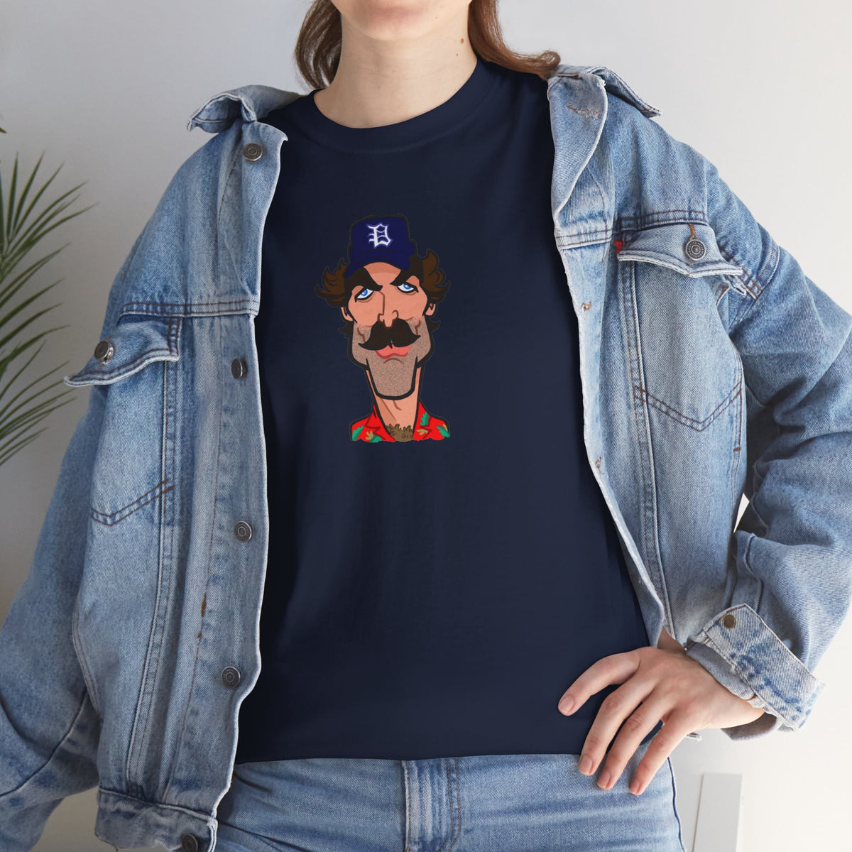 Magnum PI Retro Caricature T-Shirt — Retro Mustache Hat Portrait Tee