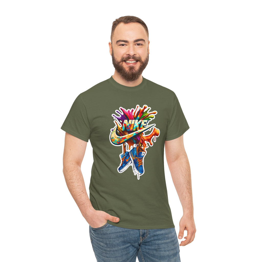 Nike Inspired Splash Graphic Tee — Colorful Sneaker Streetwear T-Shirt