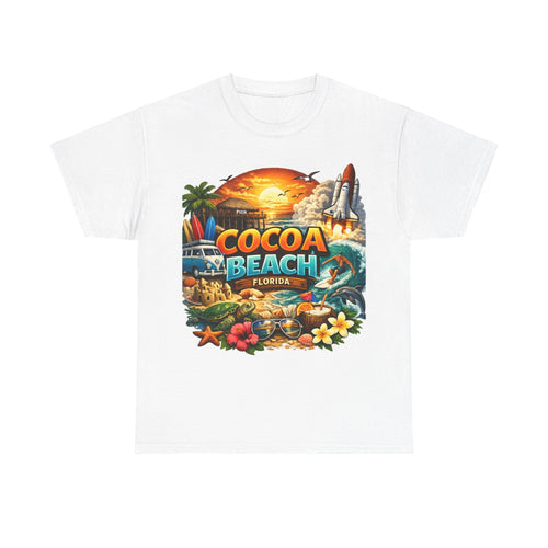 Cocoa Beach Florida Sunset Surf T-Shirt — Retro Beach Vacation Graphic Tee