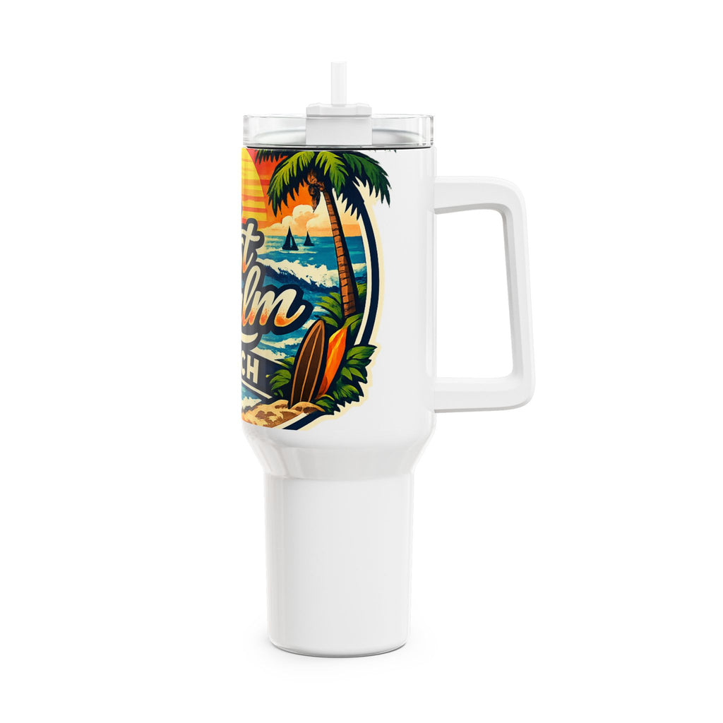 West Palm Beach 40oz Travel Tumbler — Tropical Sunset Palm Beach Cup