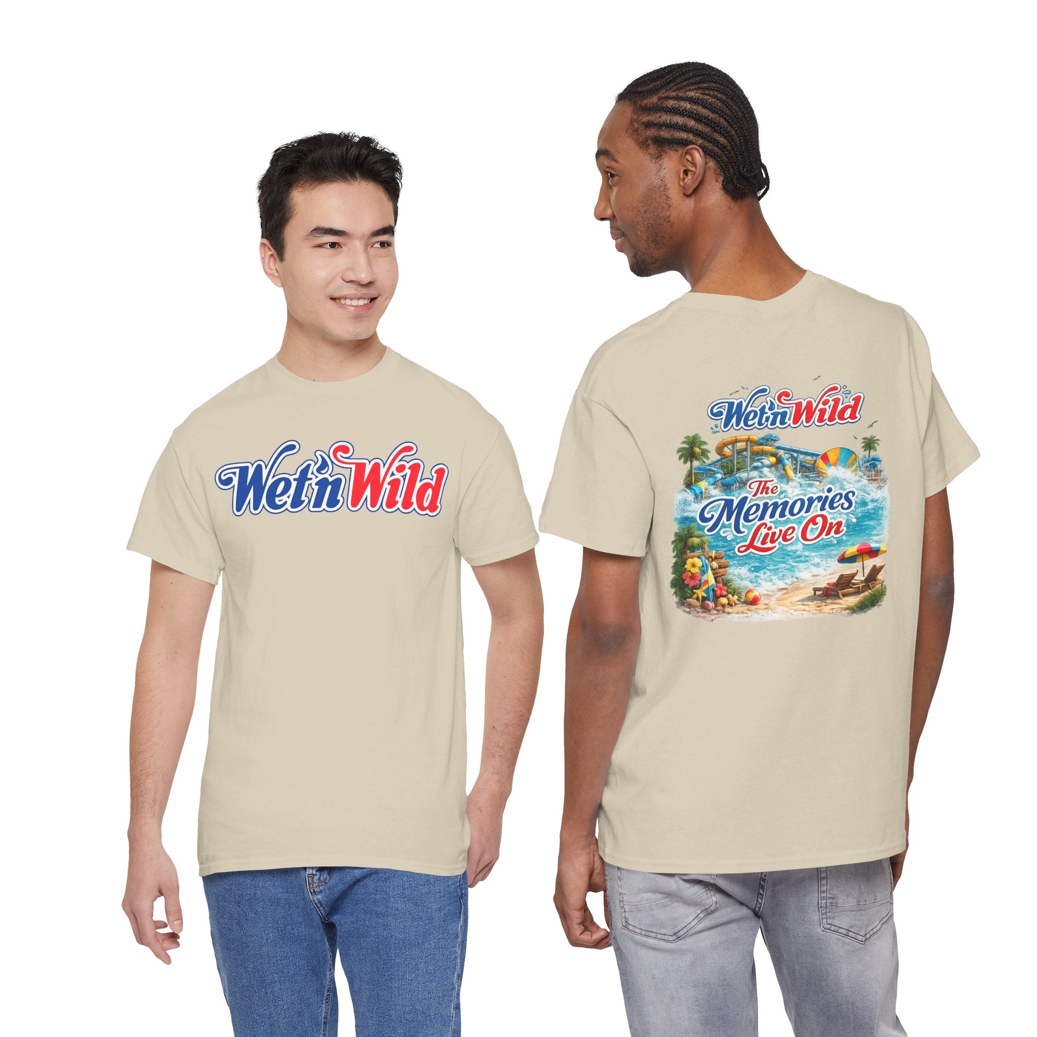 Wet'n Wild Beach Tee — "The Memories Live On" Retro Island Graphic Shirt