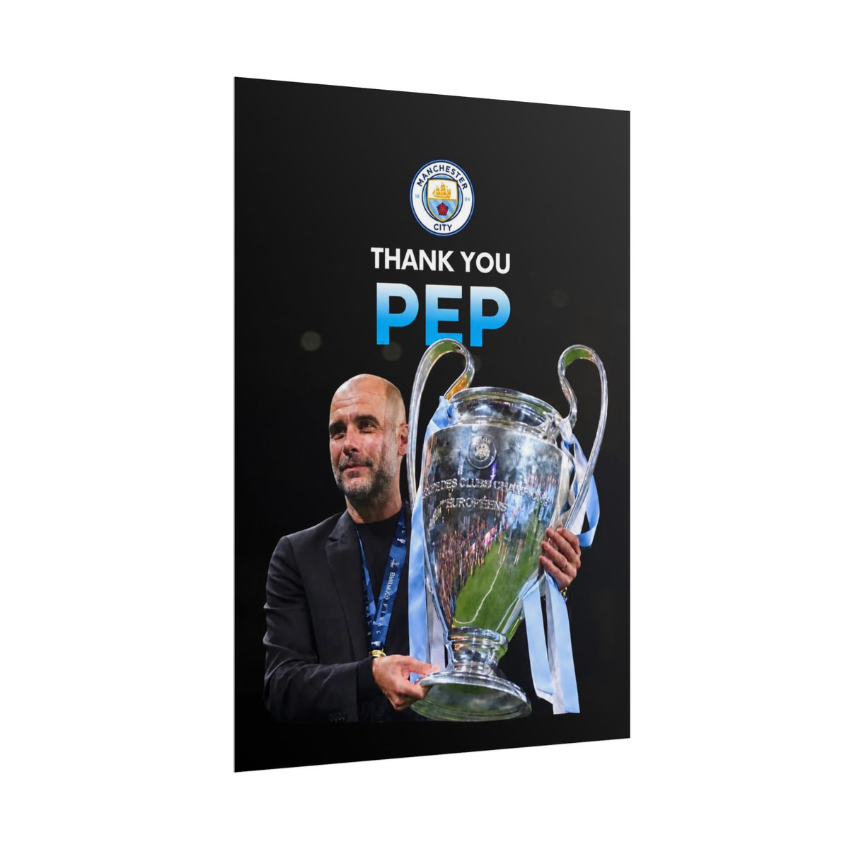 Thank You Pep Poster — Manchester City Champions Tribute Rolled Poster