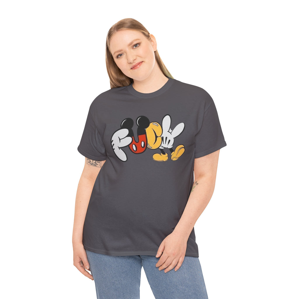 F**K Disney Graphic Tee — Playful Cartoon Hands & Shoes Design