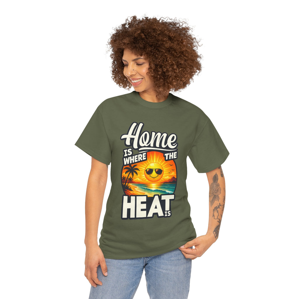Home Is Where The Heat Is T-Shirt — Retro Beach Sunset Tee