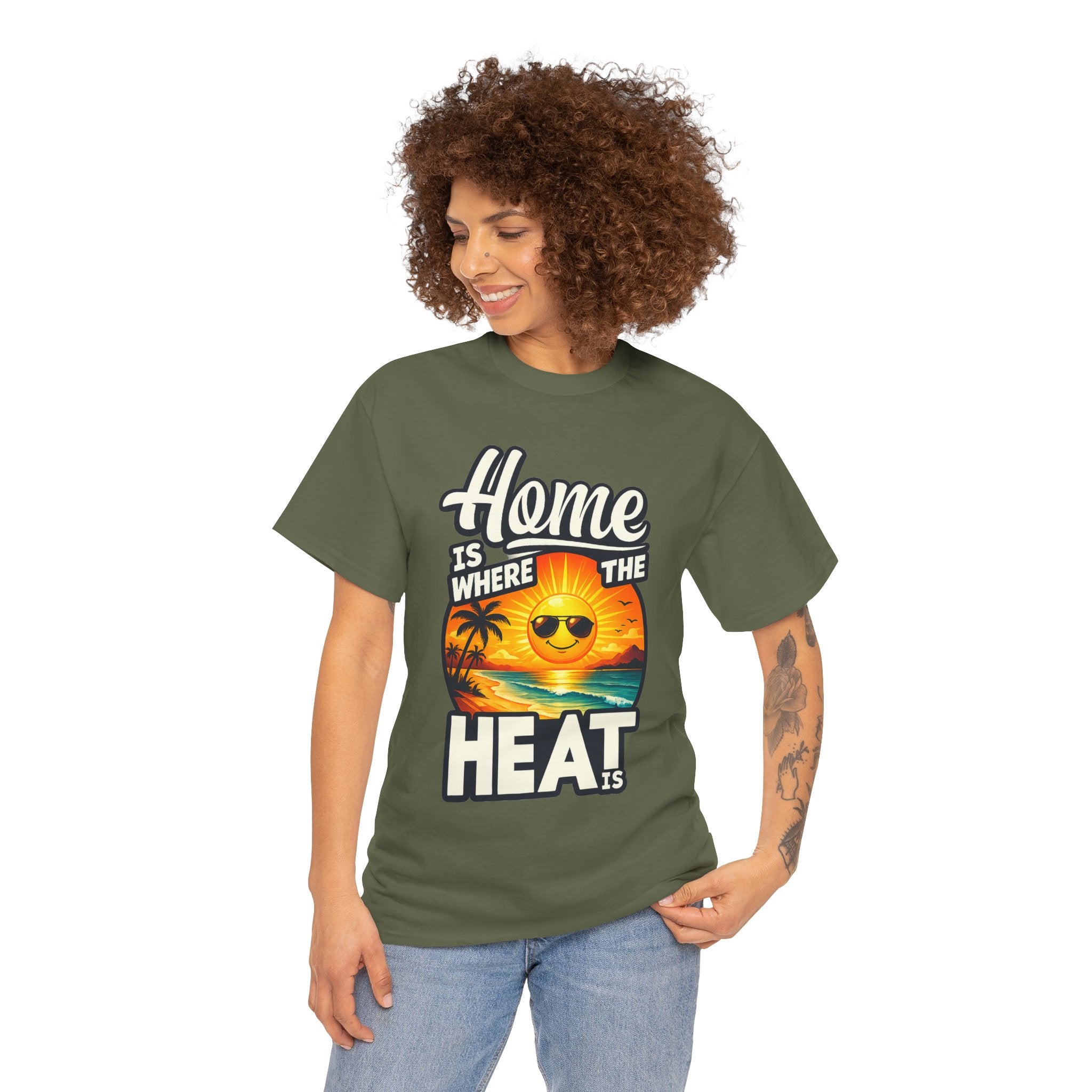 Home Is Where The Heat Is T-Shirt — Retro Beach Sunset Tee