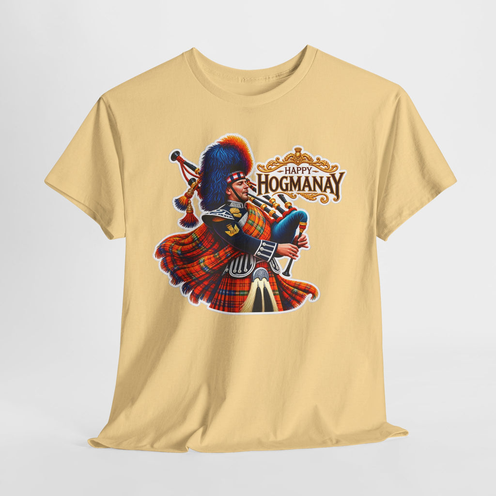 Hogmanay Bagpiper T‑Shirt — Happy Hogmanay Scottish New Year Tee