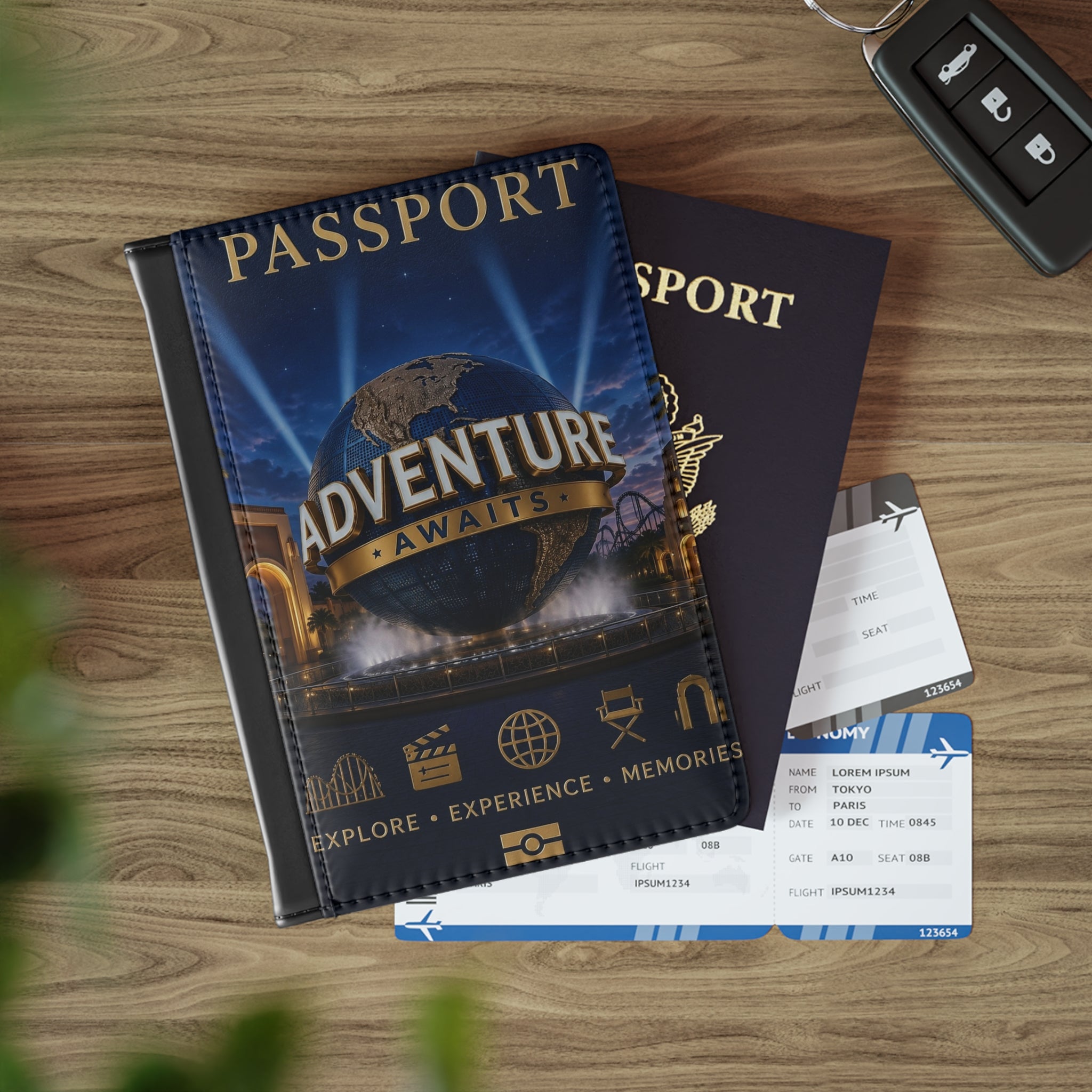 Universal Orlando Inspired Adventure Awaits Passport Cover – Travel Passport Holder with Globe Design