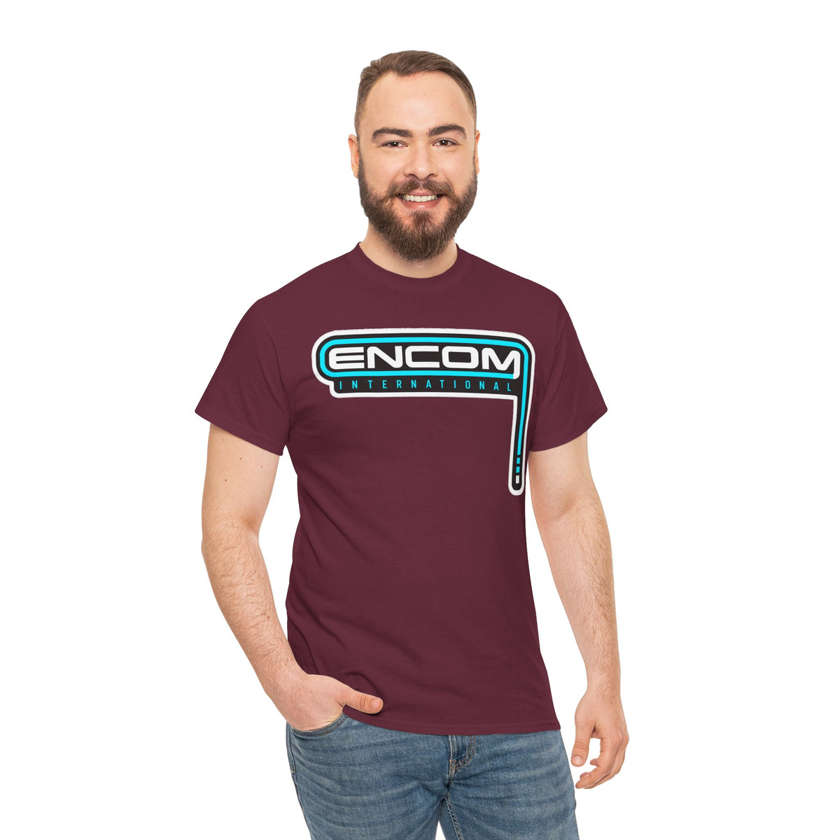 ENCOM International Logo Cotton T-Shirt — Retro Tech Gaming Tee