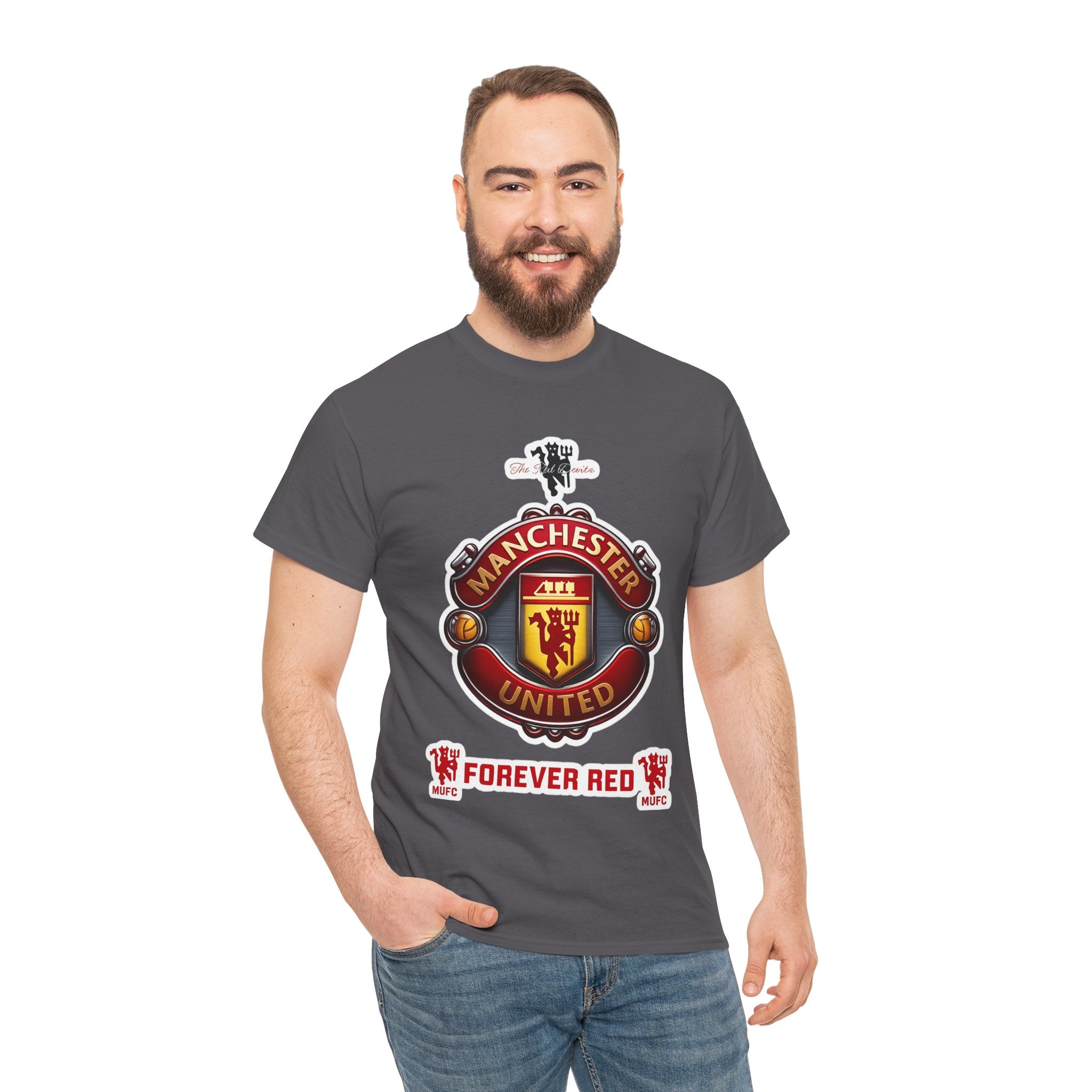 Manchester United Inspired Football Crest Tee — "Forever Red" Supporter Shirt