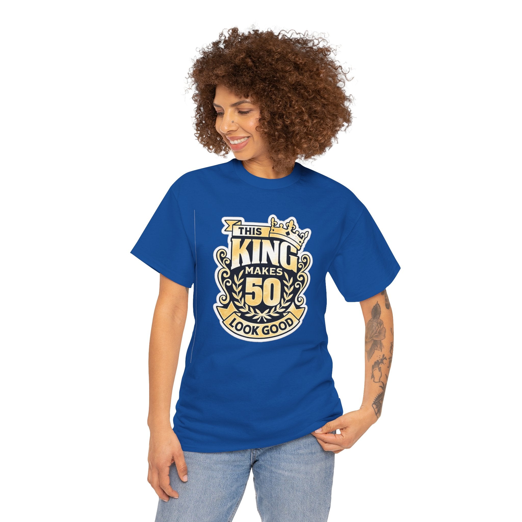 50th Birthday King T-Shirt – "This King Makes 50 Look Good"
