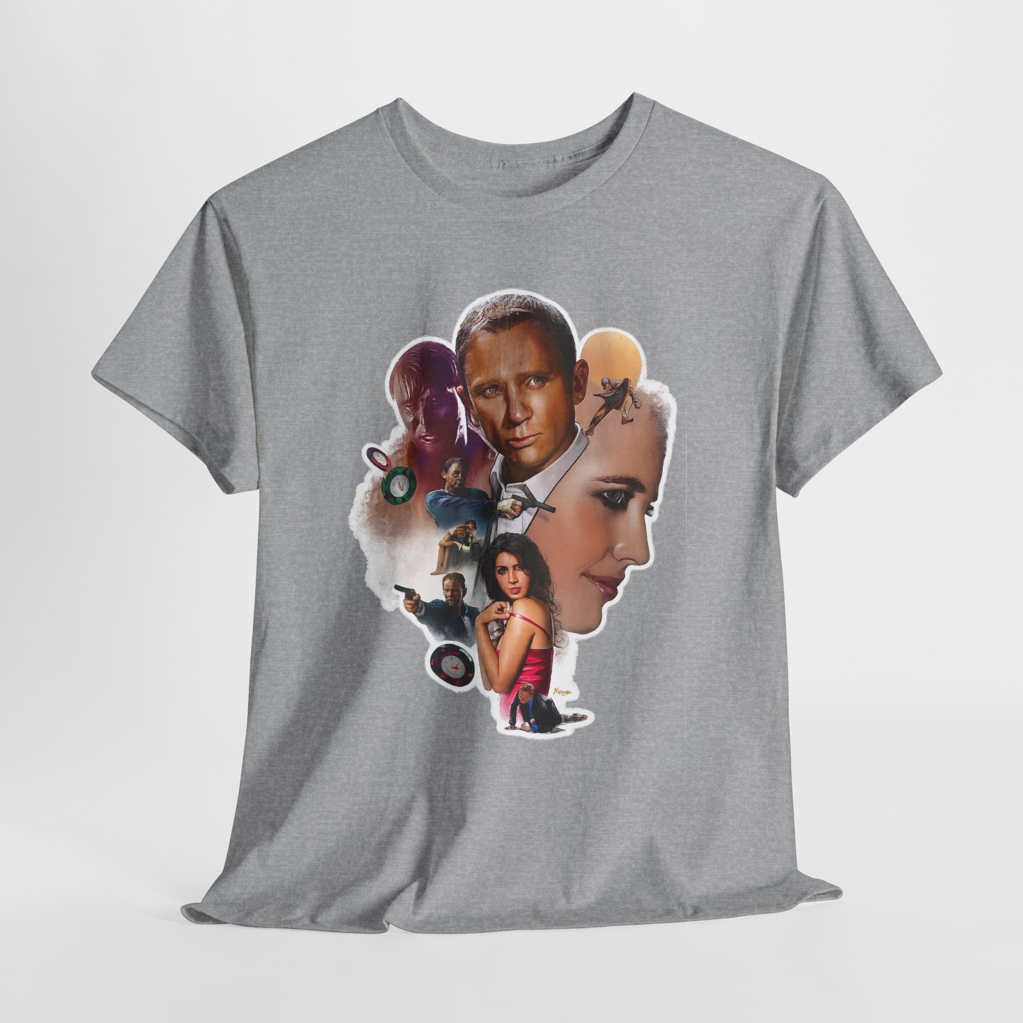 Jame Bond Movie Collage T‑Shirt — Vintage Film Noir Portrait Tee