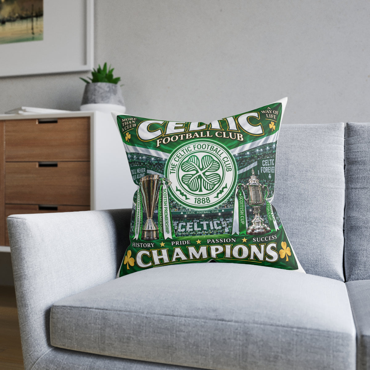 Celtic Football Club Champions Square Pillow