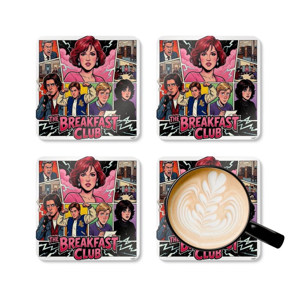 Breakfast Club Cork Coaster Set — Retro 80s Movie Pop Art Drink Coasters