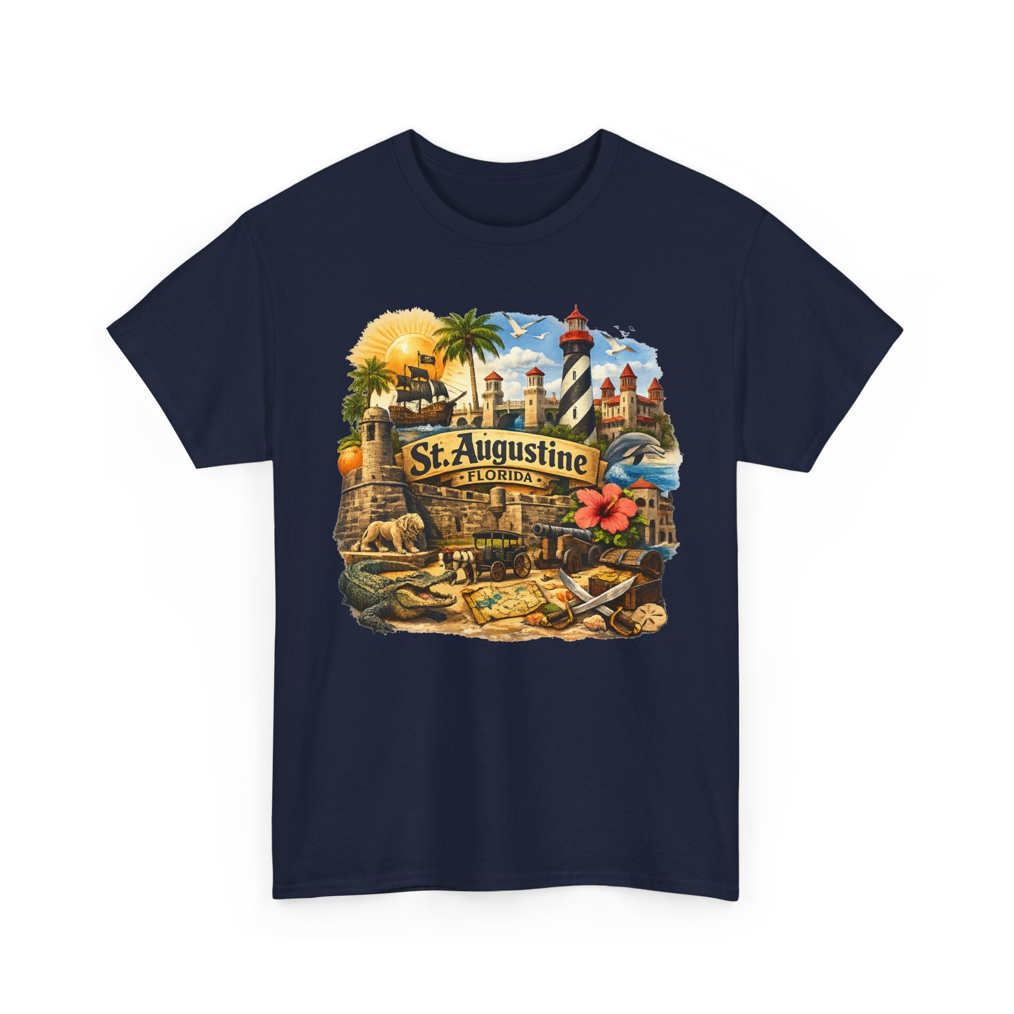 St. Augustine Florida Vintage Travel Tee — Retro Beach & Lighthouse Souvenir T-Shirt
