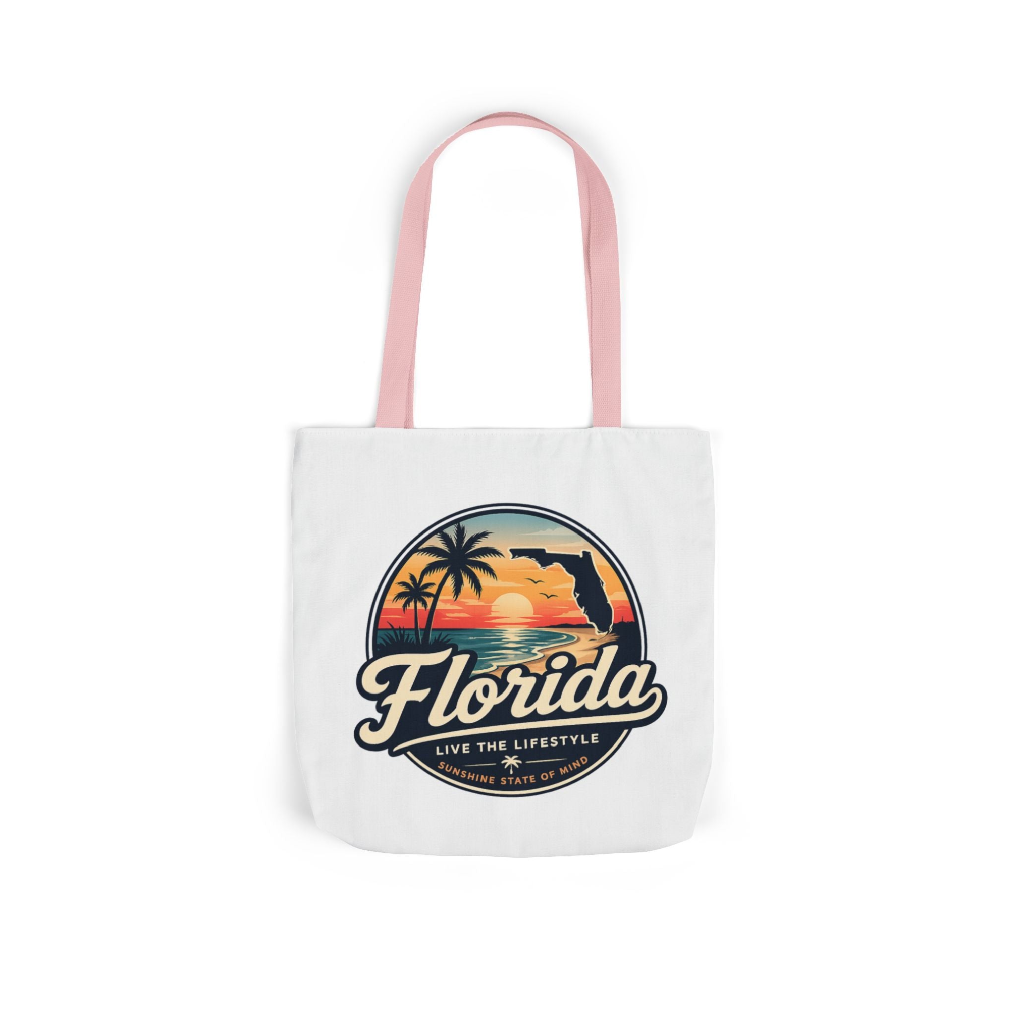 Florida Sunset Canvas Tote Bag — Retro Palm Beach Design