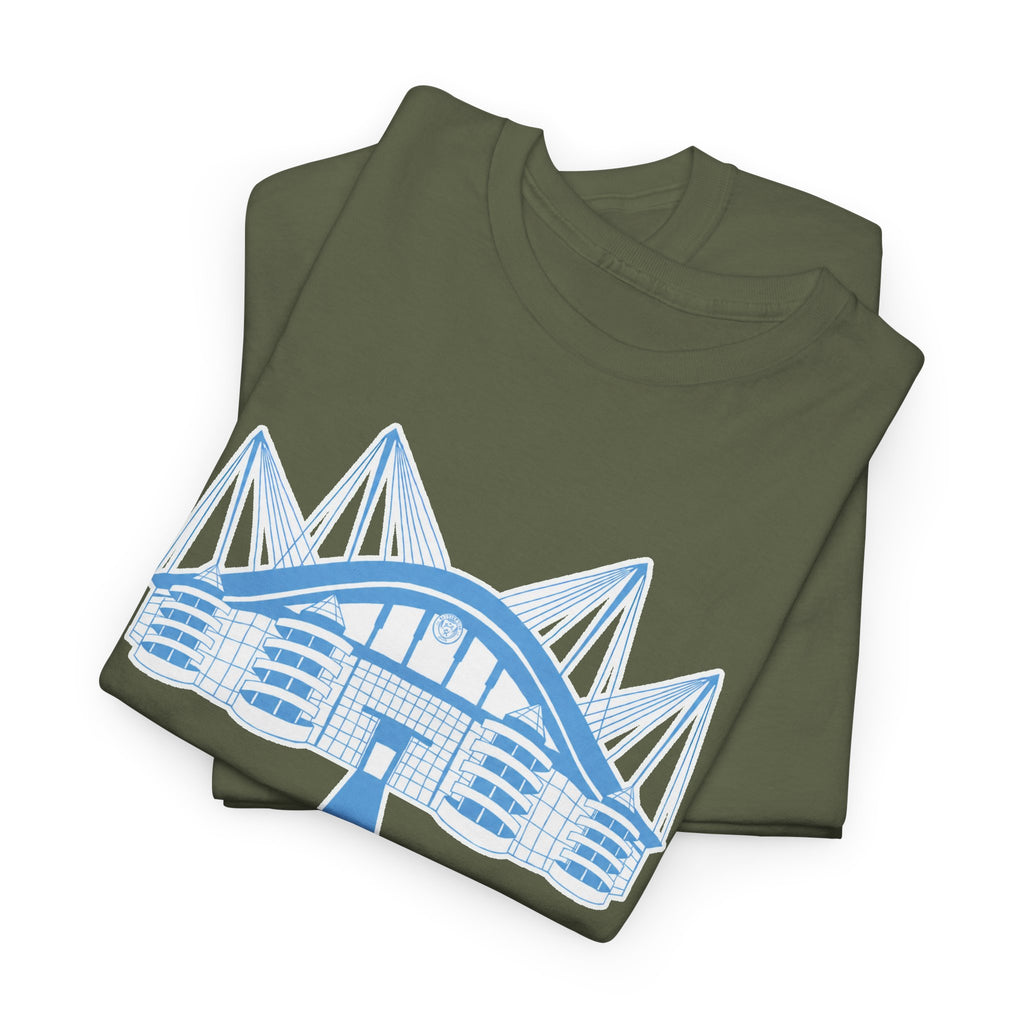 Etihad Stadium Illustration Cotton T-Shirt — Blue Arena Graphic Tee