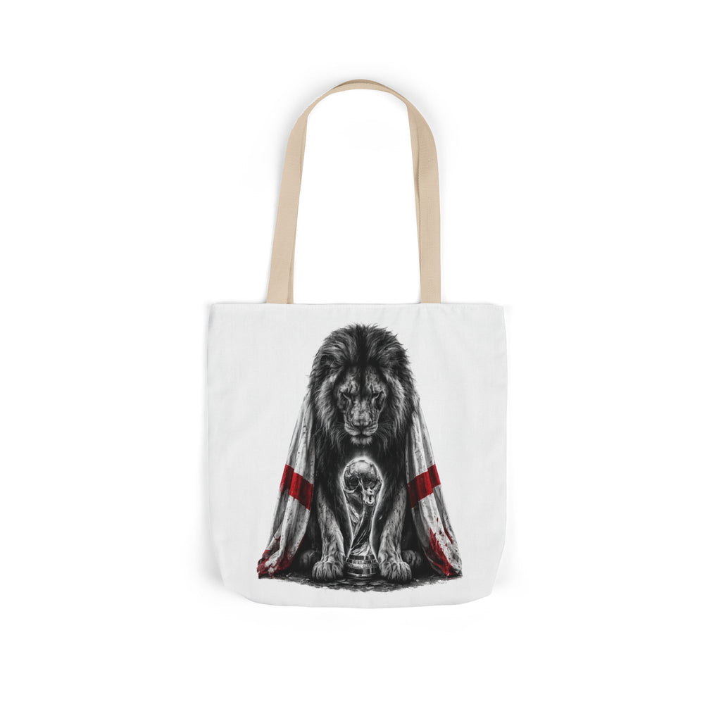 England Lion Guardian Canvas Tote — Protective Lion & Cub Illustration Tote Bag