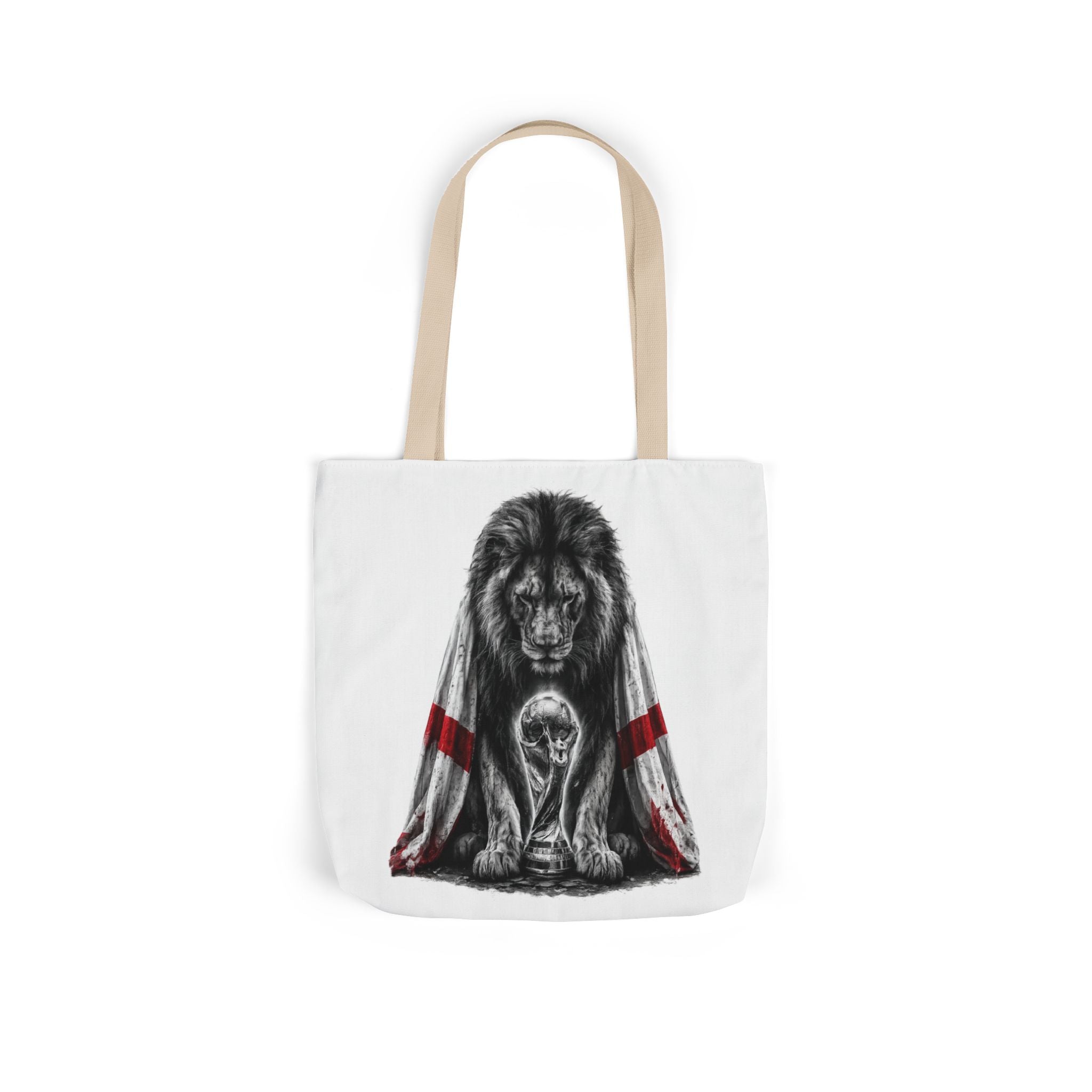 England Lion Guardian Canvas Tote — Protective Lion & Cub Illustration Tote Bag
