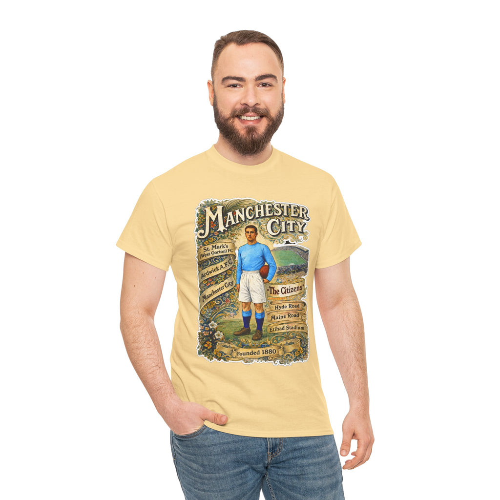 Manchester City Vintage Football Tee — Retro Soccer Graphic T-Shirt