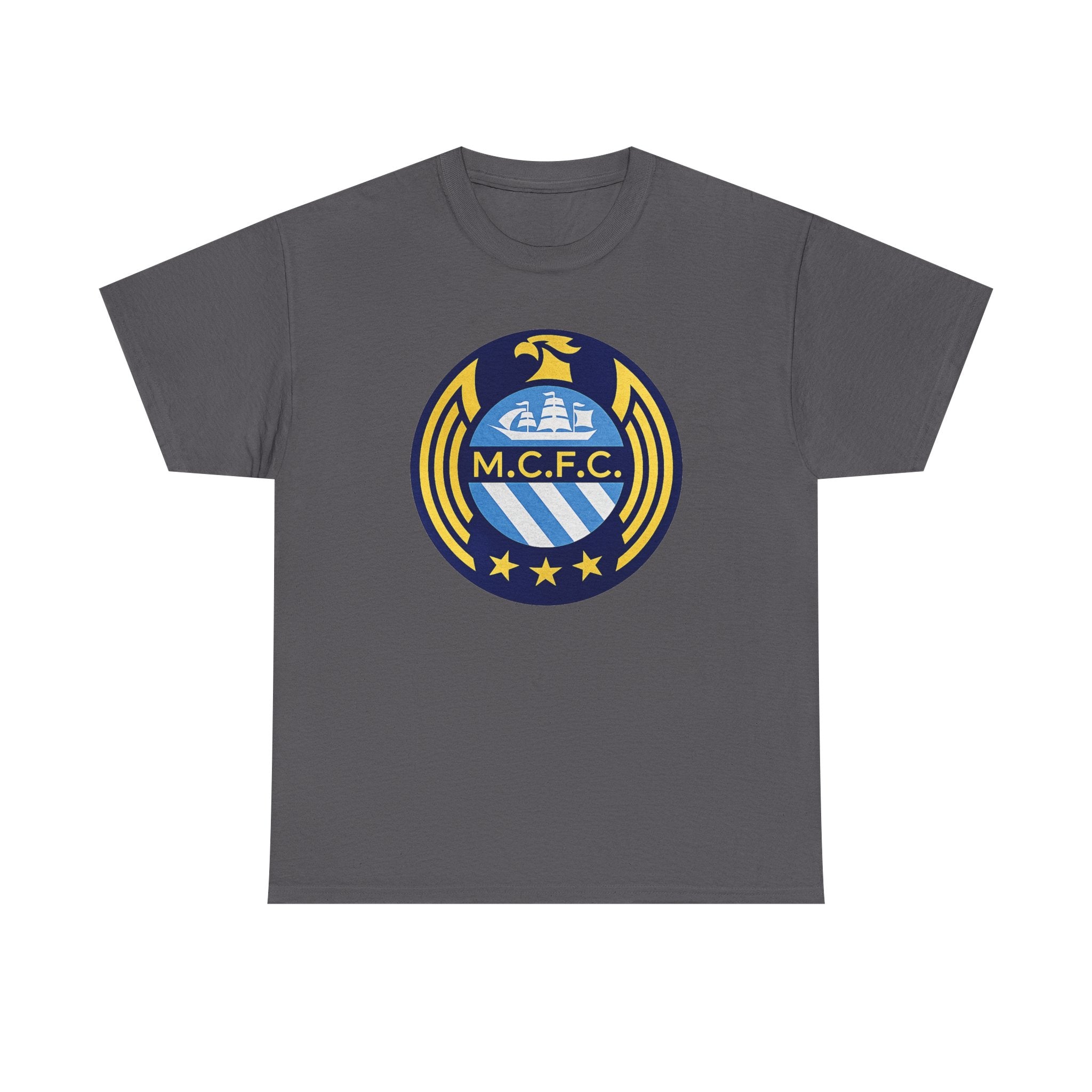 MCFC Crest T-Shirt — Vintage Blue & Gold Soccer Tee
