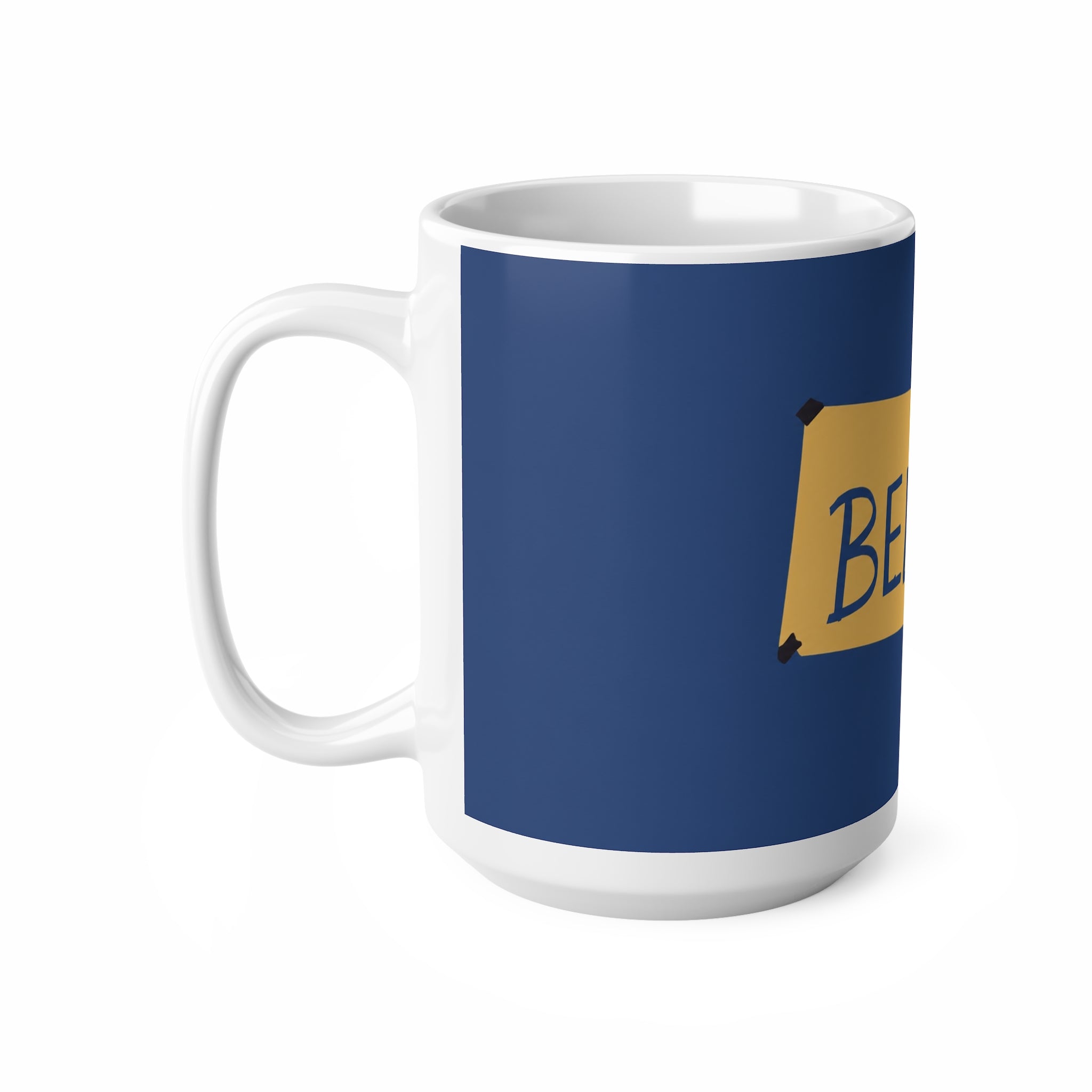 Ted Lasso Inspired Believe Ceramic Coffee Mug – Inspirational Blue & Gold 11oz/15oz