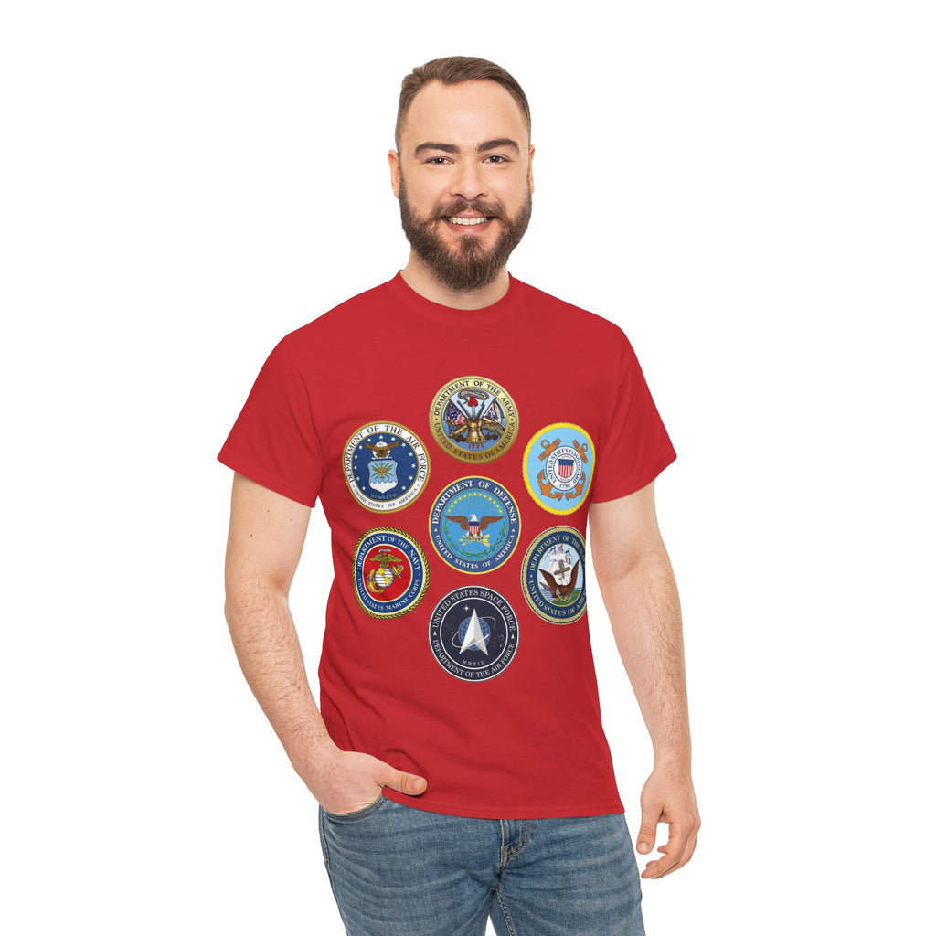 Military Branch Seals T-Shirt — Vintage US Armed Forces Emblems Tee