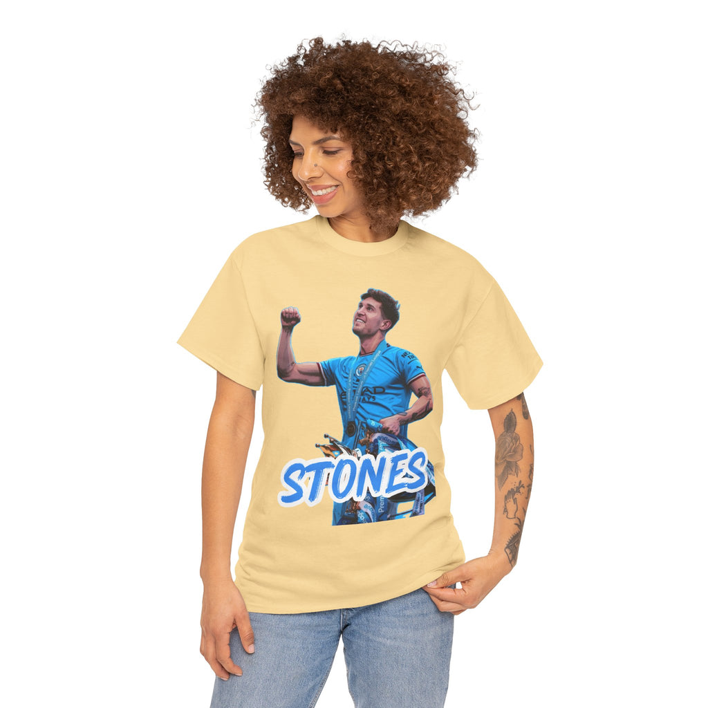 John Stones Manchester City Soccer Fan Tee — Blue Player Graphic T-Shirt